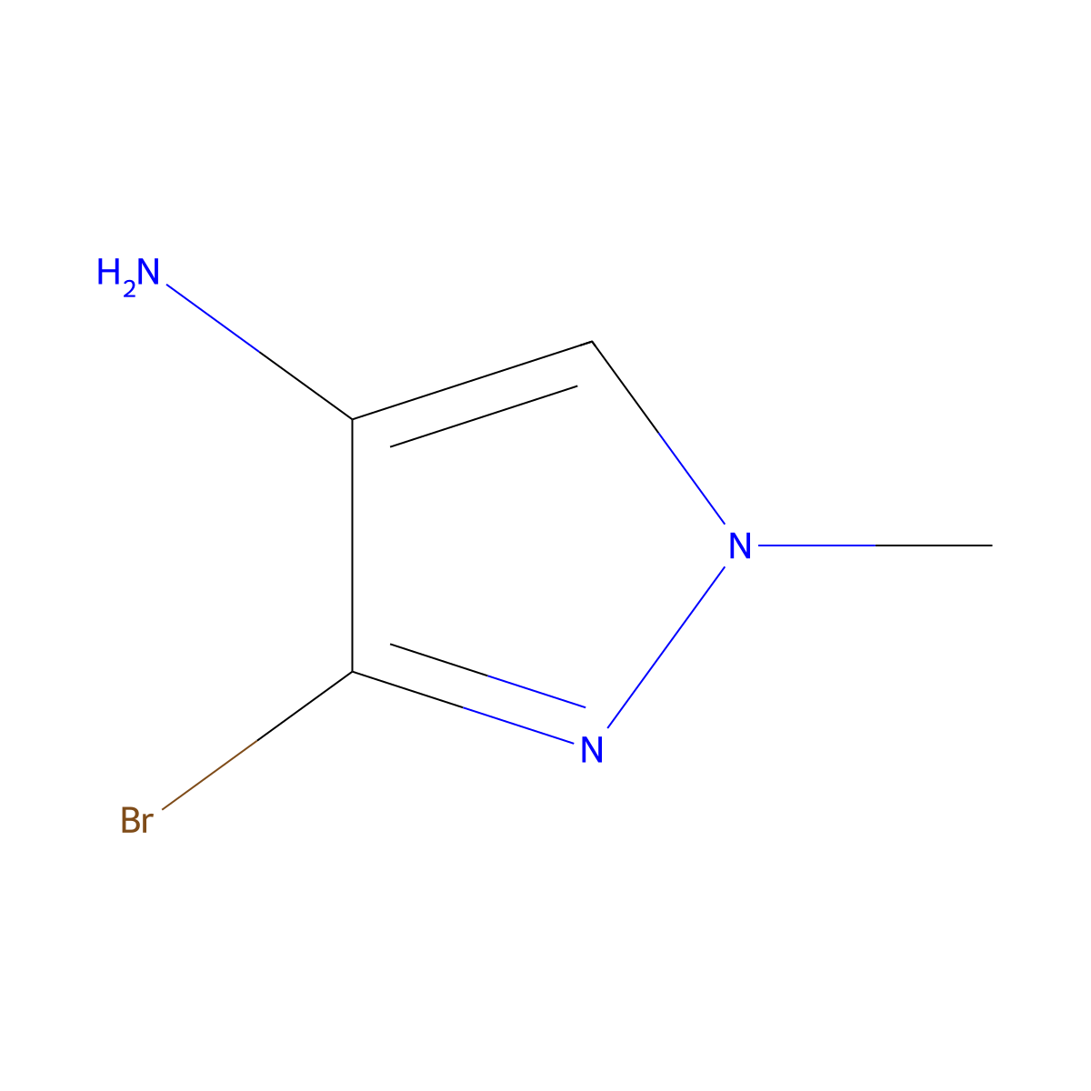 3-bromo-1-methyl-1H-pyrazol-4-amine molecular structure, CAS 1909316-30-8
