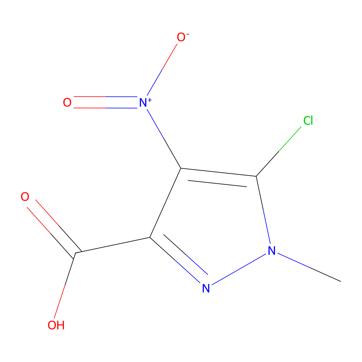5-Chloro-1-methyl-4-nitro-1H-pyrazole-3-carboxylic acid molecular structure, CAS 1909316-36-4