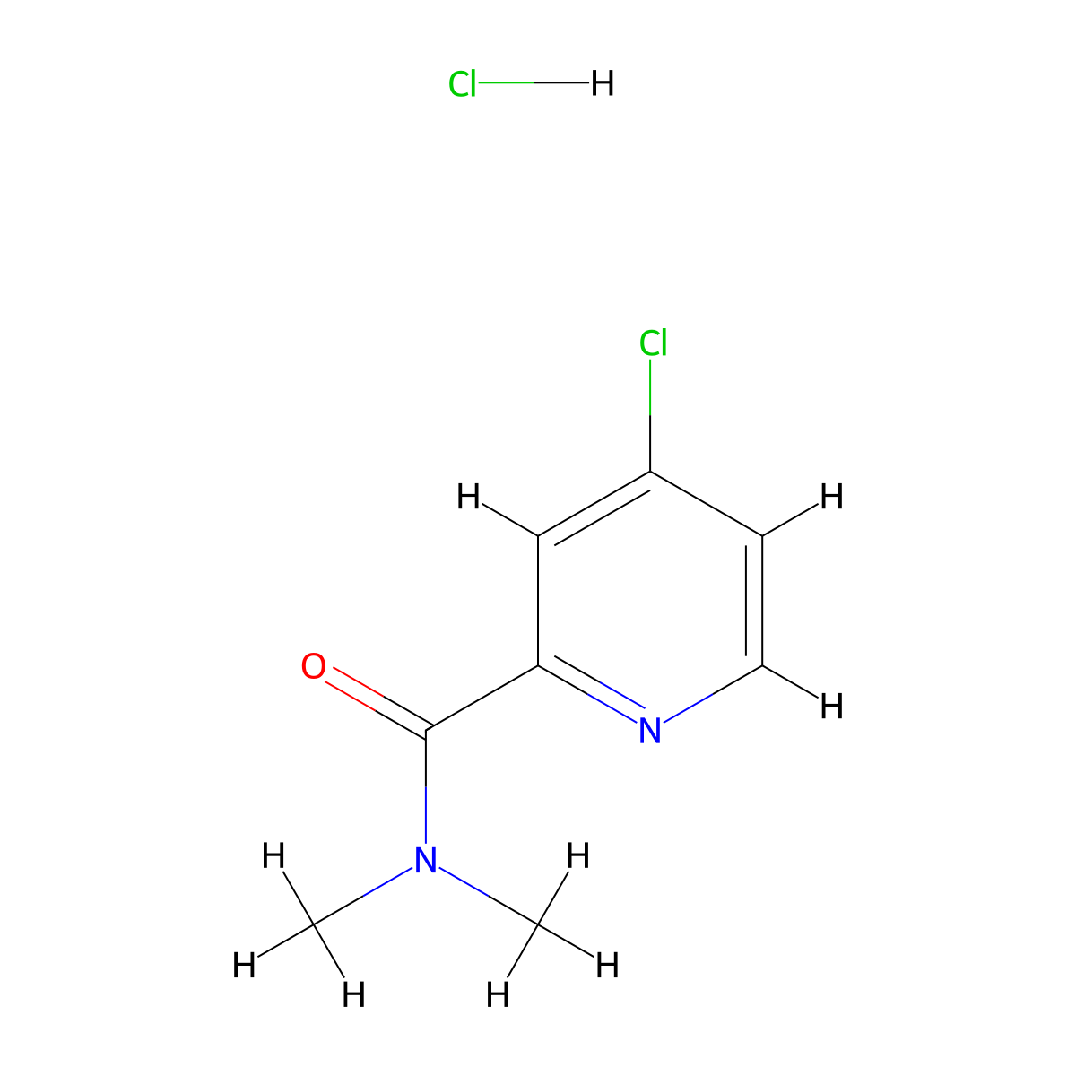 4-chloro-N,N-dimethylpyridine-2-carboxamide hydrochloride molecular structure, CAS 1909316-38-6