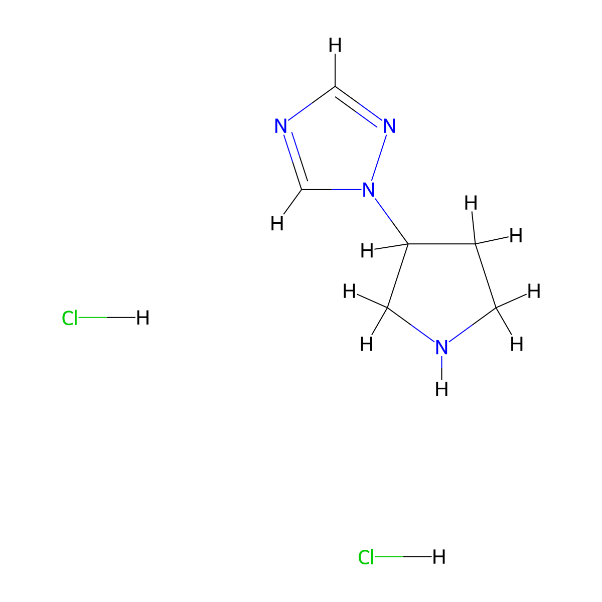 1-(pyrrolidin-3-yl)-1H-1,2,4-triazole dihydrochloride molecular structure, CAS 1909316-43-3