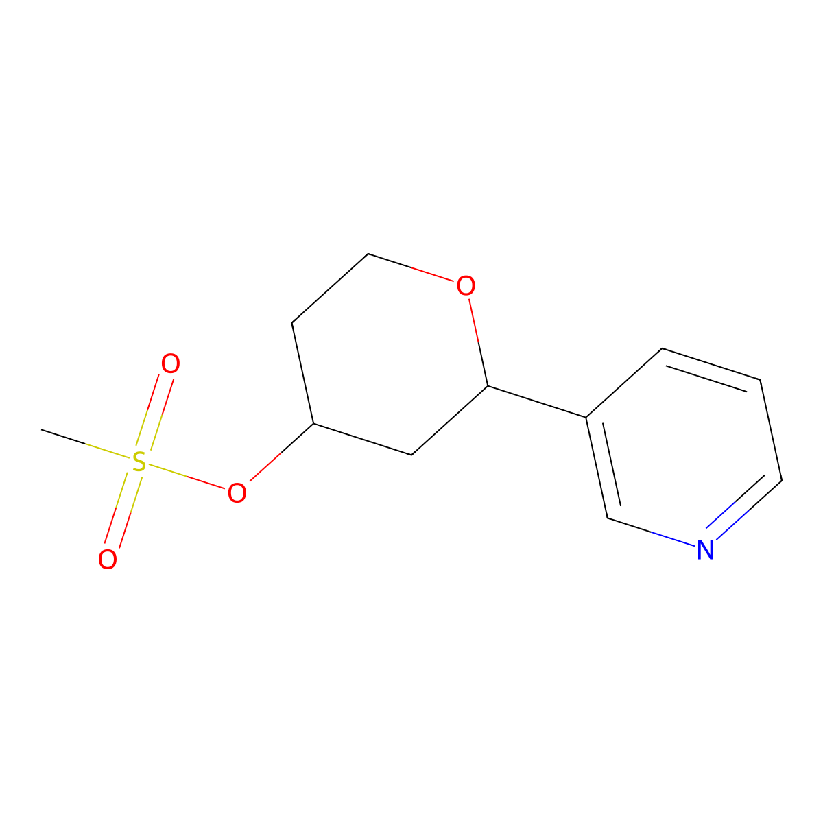 2-(Pyridin-3-yl)oxan-4-yl methanesulfonate molecular structure, CAS 1909316-44-4