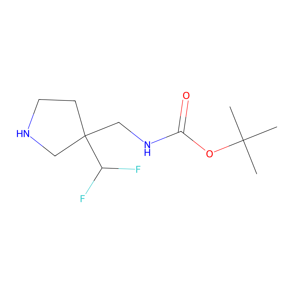 tert-butyl N-{[3-(difluoromethyl)pyrrolidin-3-yl]methyl}carbamate molecular structure, CAS 1909316-46-6