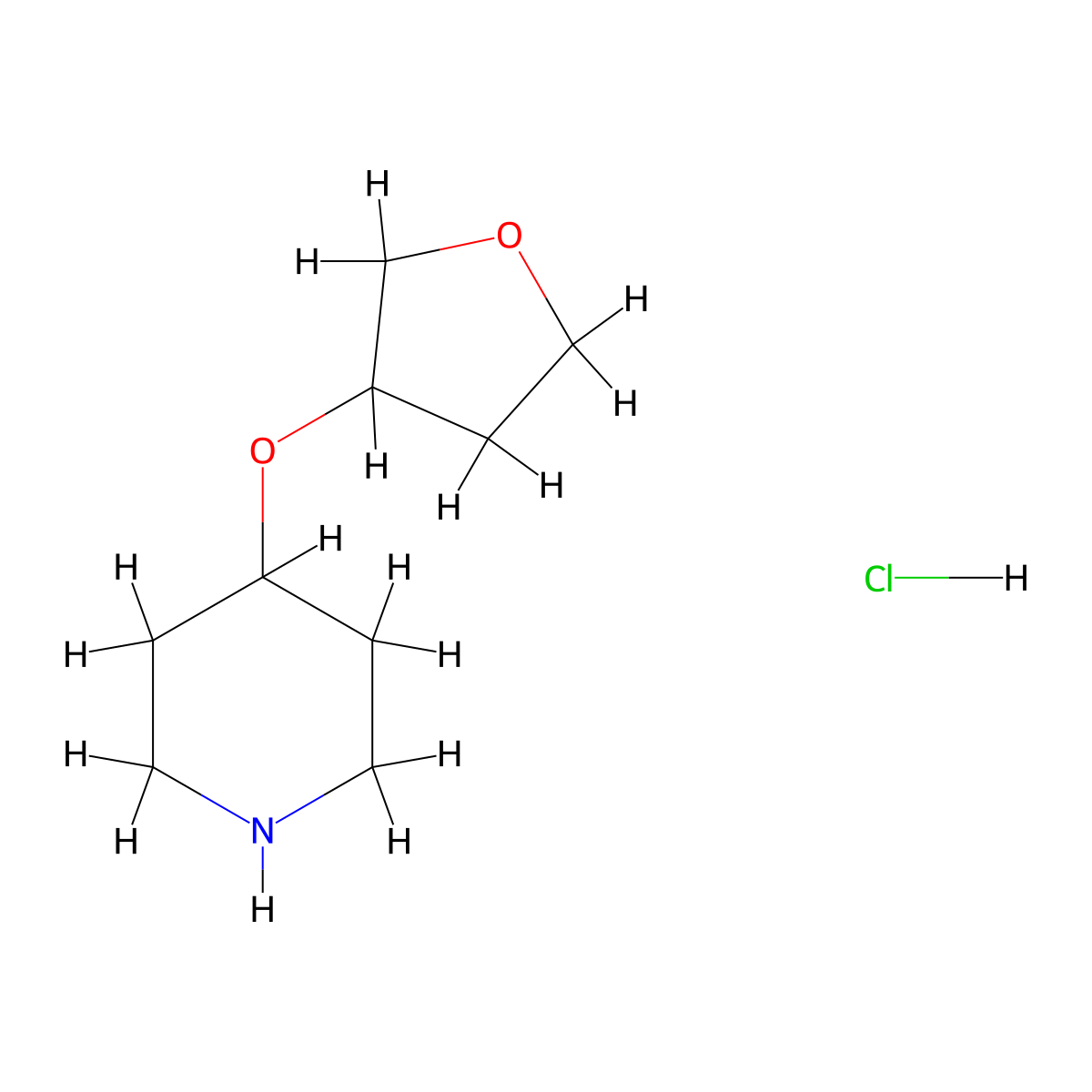 4-(Oxolan-3-yloxy)piperidine hydrochloride molecular structure, CAS 1909316-51-3
