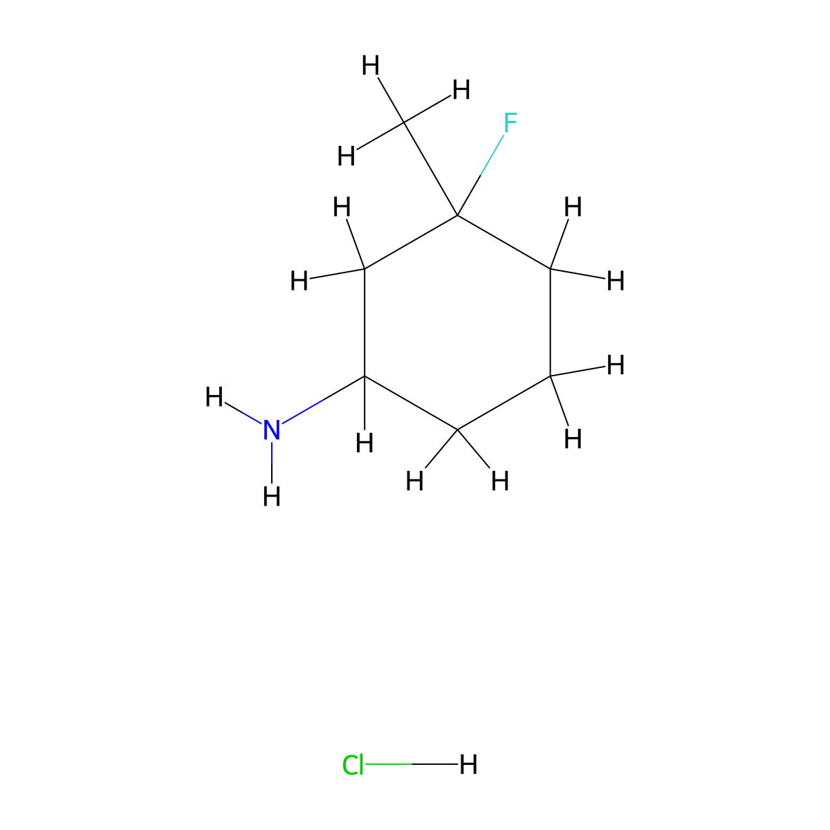 3-Fluoro-3-methylcyclohexan-1-amine hydrochloride molecular structure, CAS 1909316-60-4