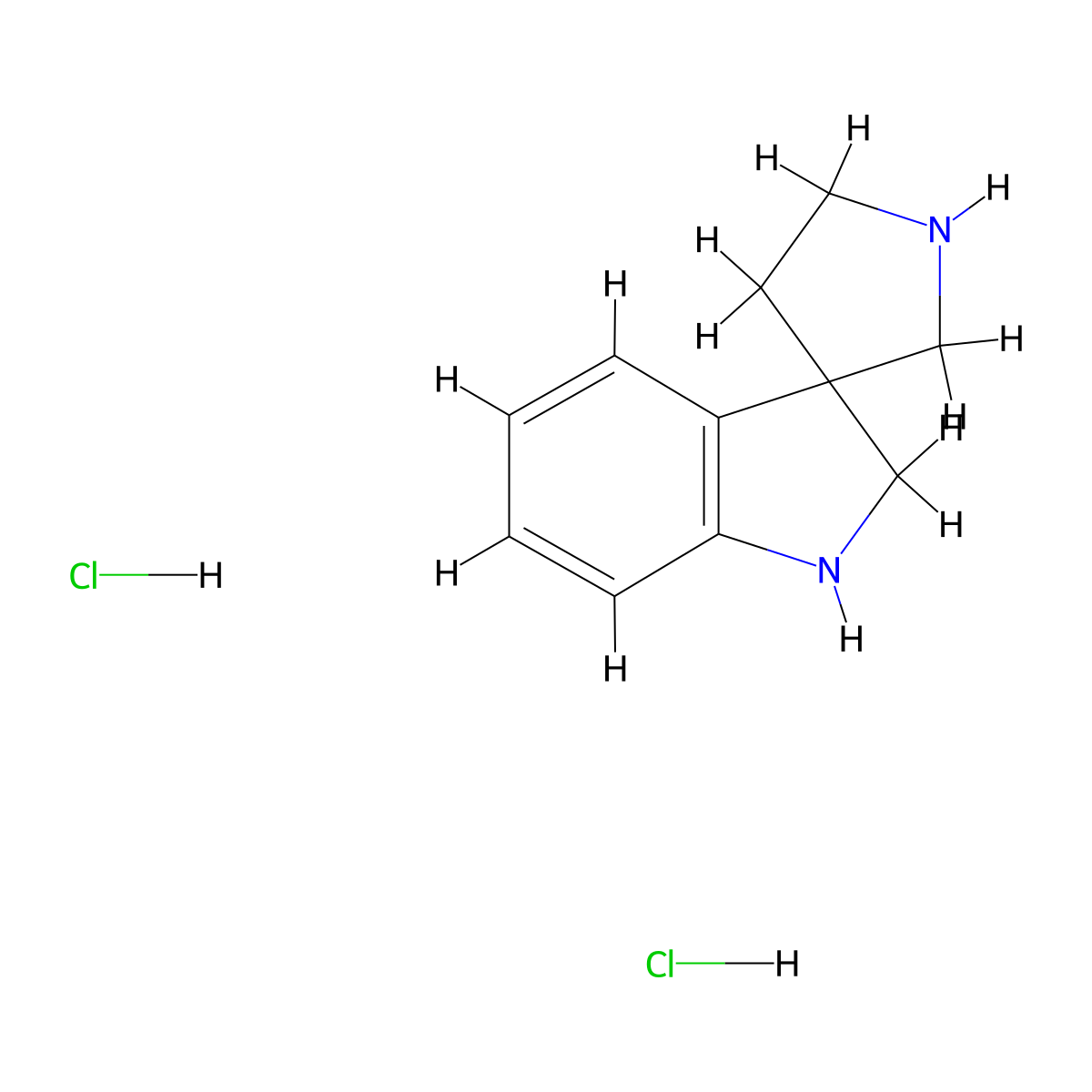 1,2-Dihydrospiro[indole-3,3'-pyrrolidine] dihydrochloride molecular structure, CAS 1909316-65-9