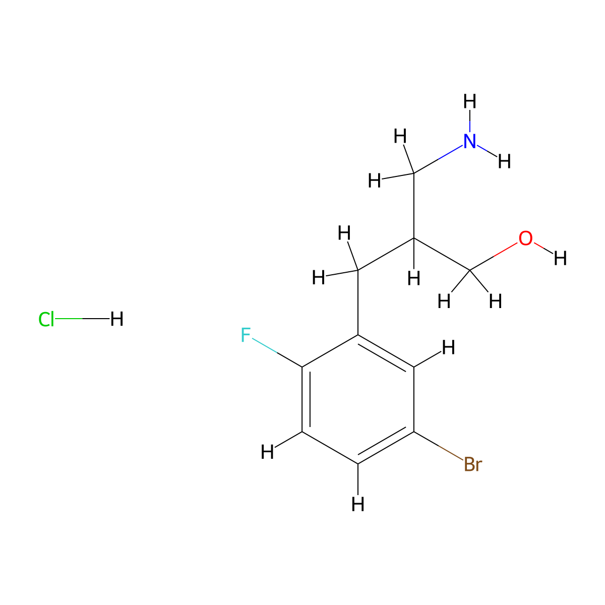 3-Amino-2-[(5-bromo-2-fluorophenyl)methyl]propan-1-ol hydrochloride molecular structure, CAS 1909316-66-0