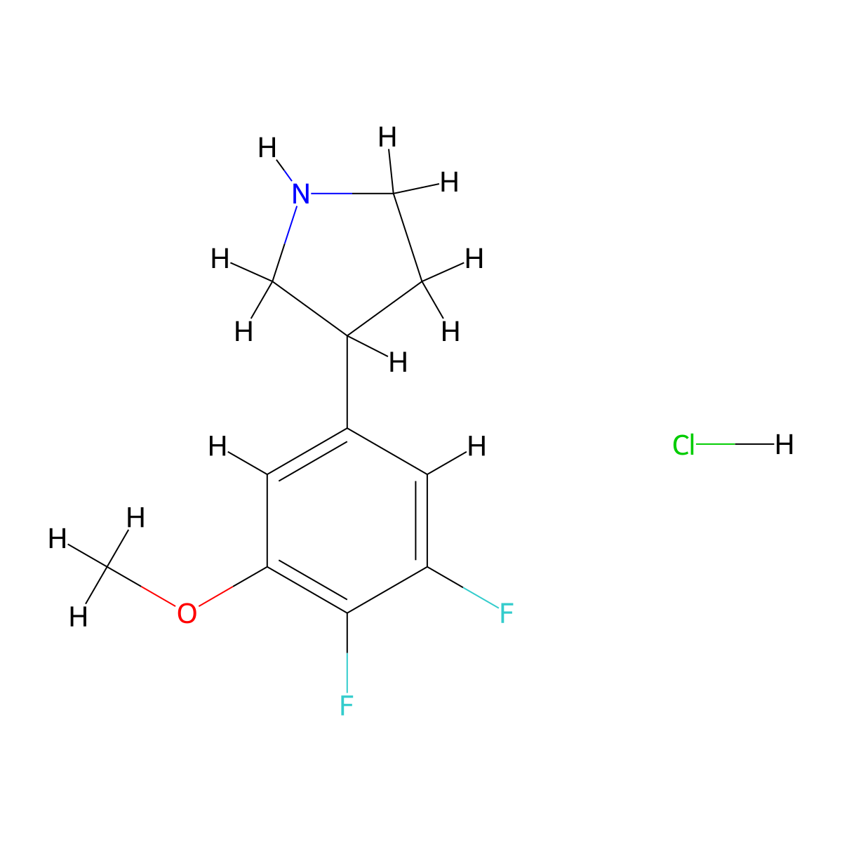 3-(3,4-Difluoro-5-methoxyphenyl)pyrrolidine hydrochloride molecular structure, CAS 1909316-70-6