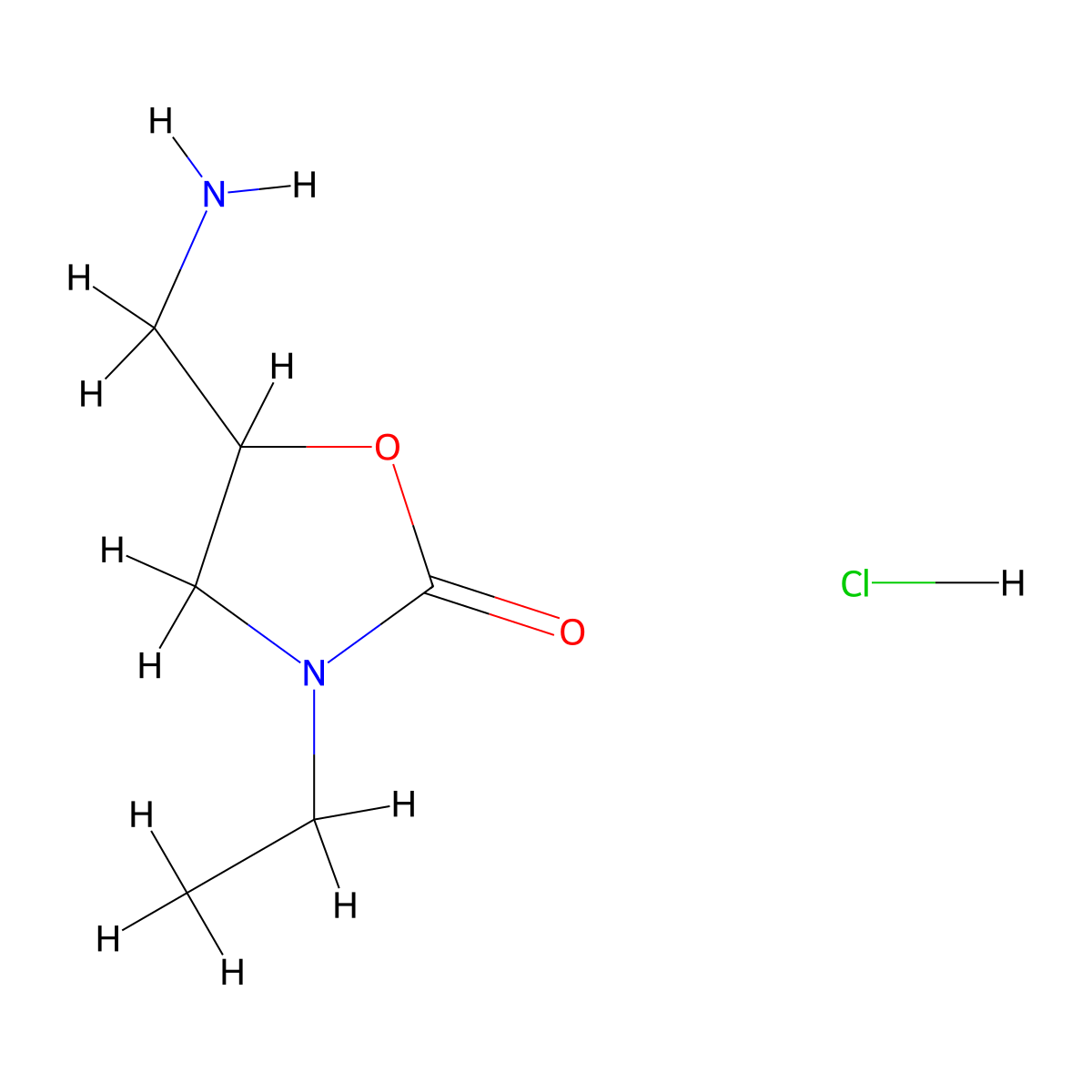 5-(Aminomethyl)-3-ethyl-1,3-oxazolidin-2-one hydrochloride molecular structure, CAS 1909316-71-7