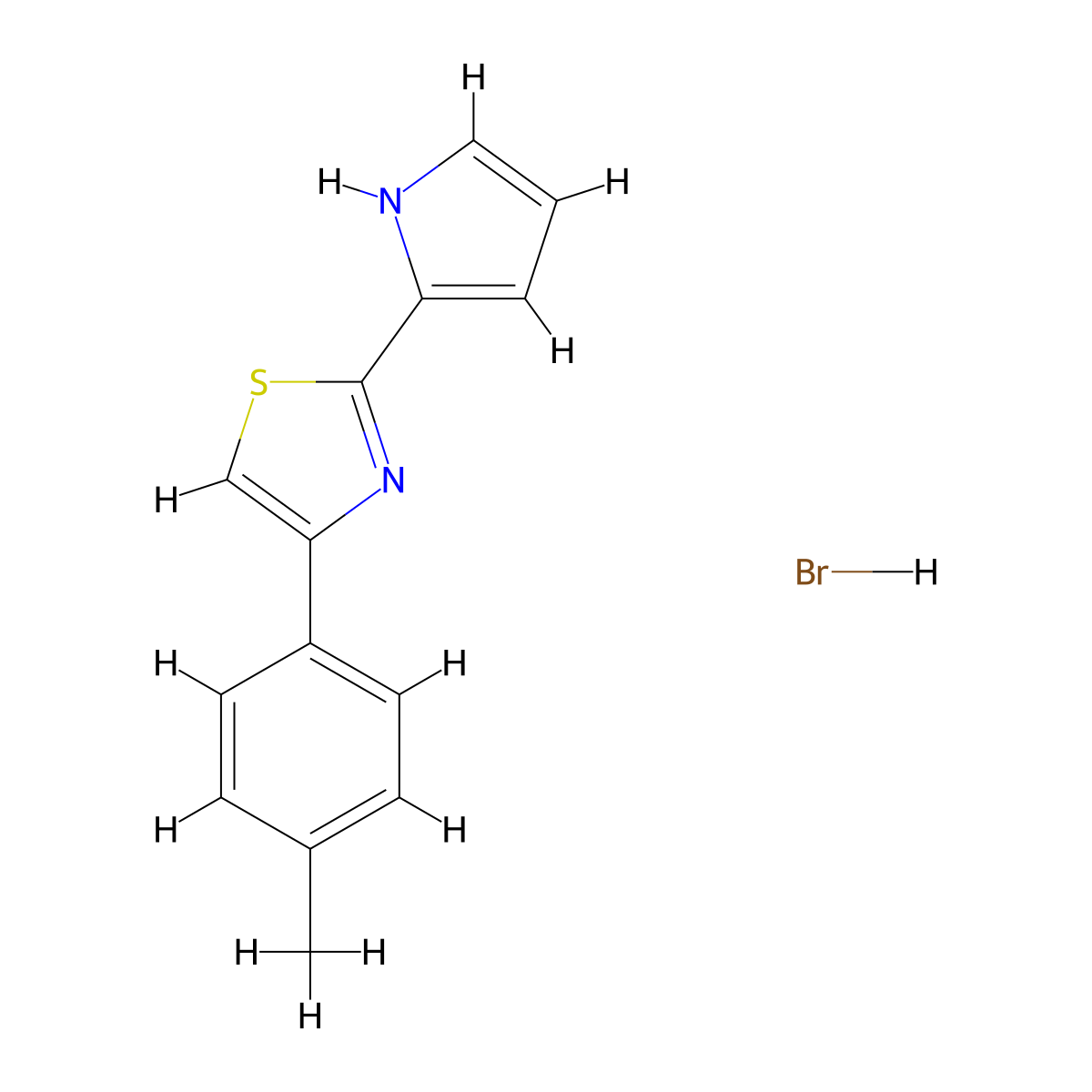 4-(4-Methylphenyl)-2-(1H-pyrrol-2-yl)-1,3-thiazole hydrobromide molecular structure, CAS 1909316-76-2