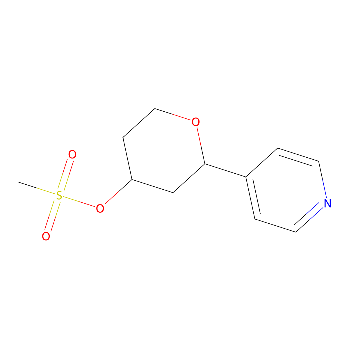 2-(Pyridin-4-yl)oxan-4-yl methanesulfonate molecular structure, CAS 1909316-80-8
