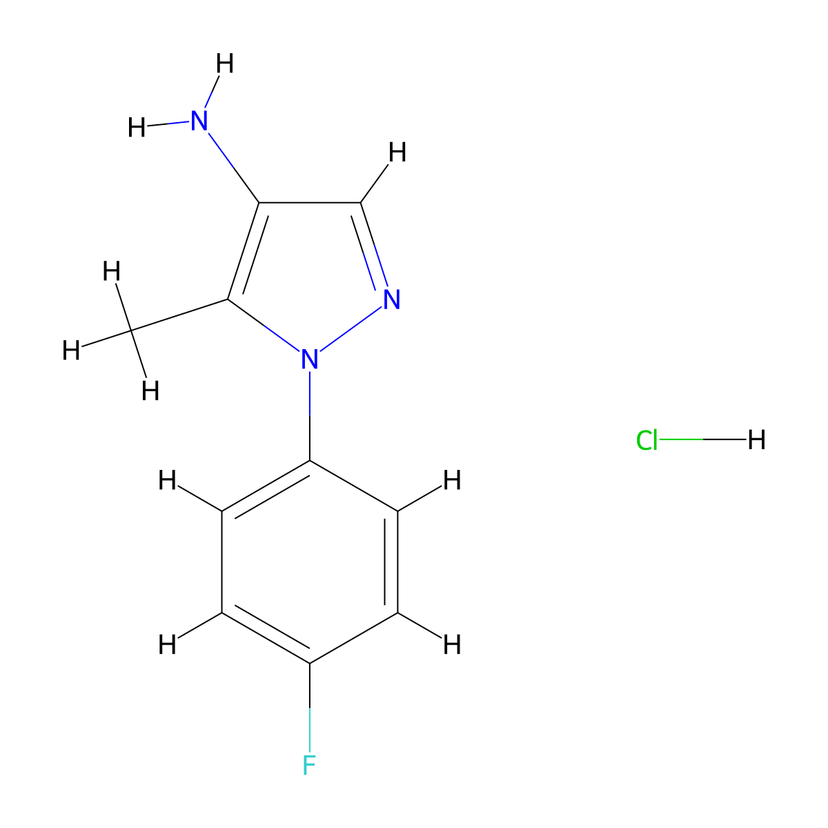 1-(4-fluorophenyl)-5-methyl-1H-pyrazol-4-amine hydrochloride molecular structure, CAS 1909316-81-9