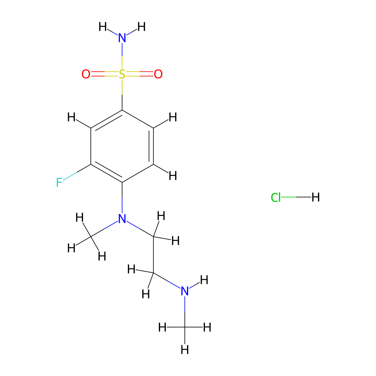 3-Fluoro-4-{methyl[2-(methylamino)ethyl]amino}benzene-1-sulfonamide hydrochloride molecular structure, CAS 1909316-82-0