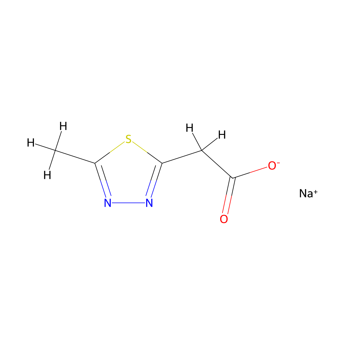 Sodium 2-(5-methyl-1,3,4-thiadiazol-2-yl)acetate molecular structure, CAS 1909316-87-5