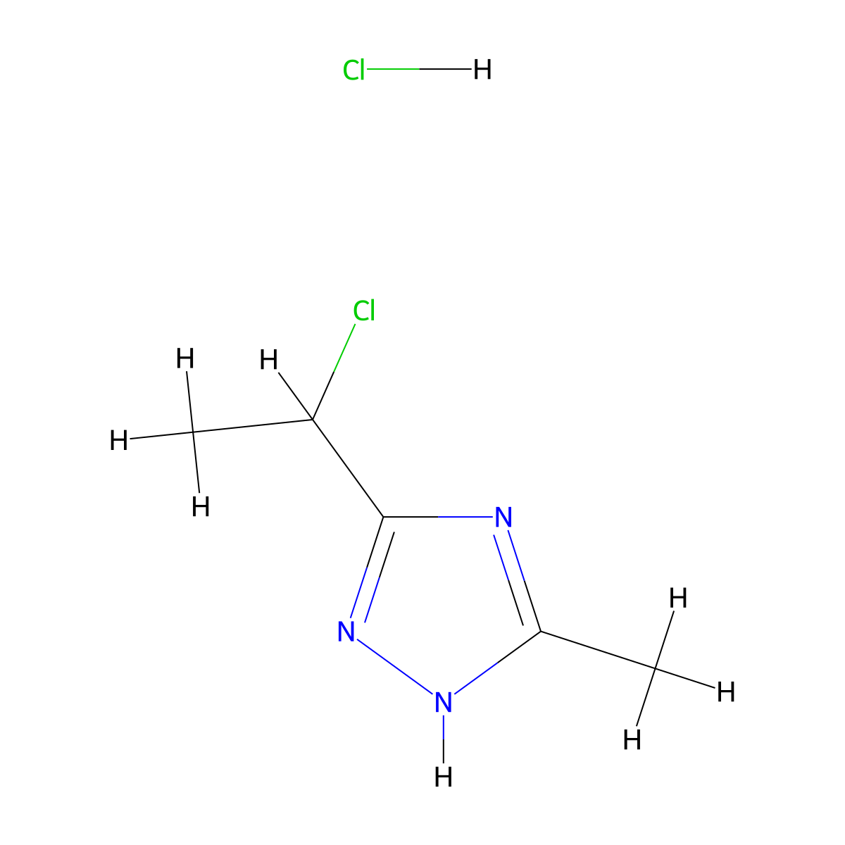 5-(1-chloroethyl)-3-methyl-1H-1,2,4-triazole hydrochloride molecular structure, CAS 1909316-89-7