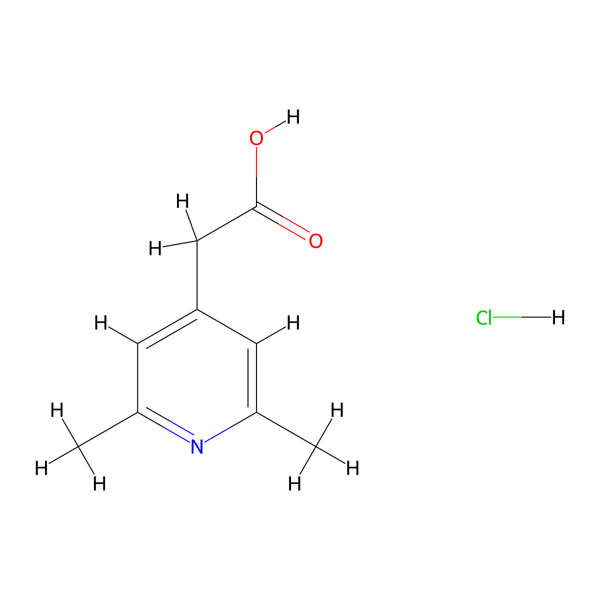 (2,6-Dimethyl-4-pyridinyl)acetic acid hydrochloride molecular structure, CAS 1909316-91-1