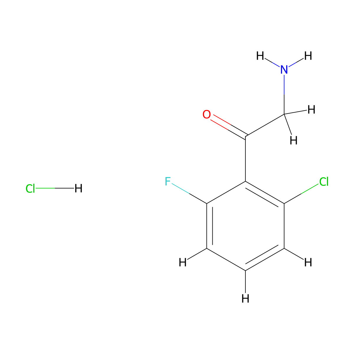 2-Amino-1-(2-chloro-6-fluorophenyl)ethan-1-one hydrochloride molecular structure, CAS 1909317-00-5