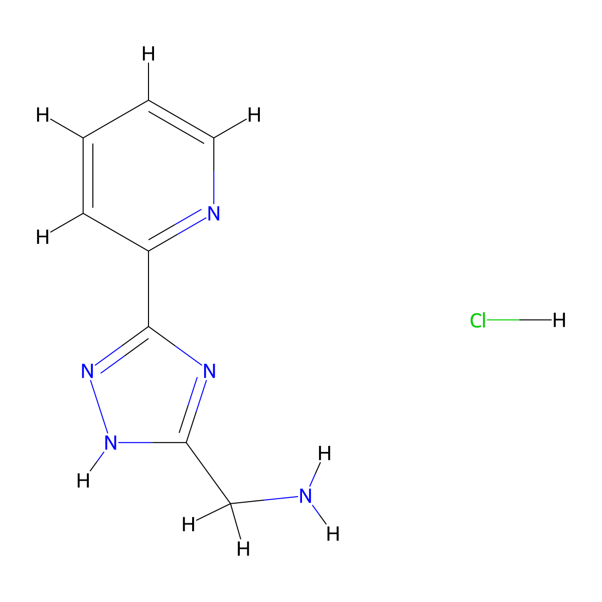 [3-(pyridin-2-yl)-1H-1,2,4-triazol-5-yl]methanamine hydrochloride molecular structure, CAS 1909317-03-8