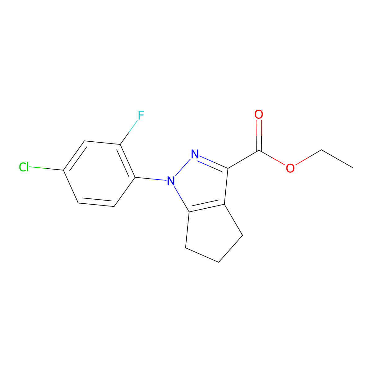 ethyl 1-(4-chloro-2-fluorophenyl)-1H,4H,5H,6H-cyclopenta[c]pyrazole-3-carboxylate molecular structure, CAS 1909317-05-0