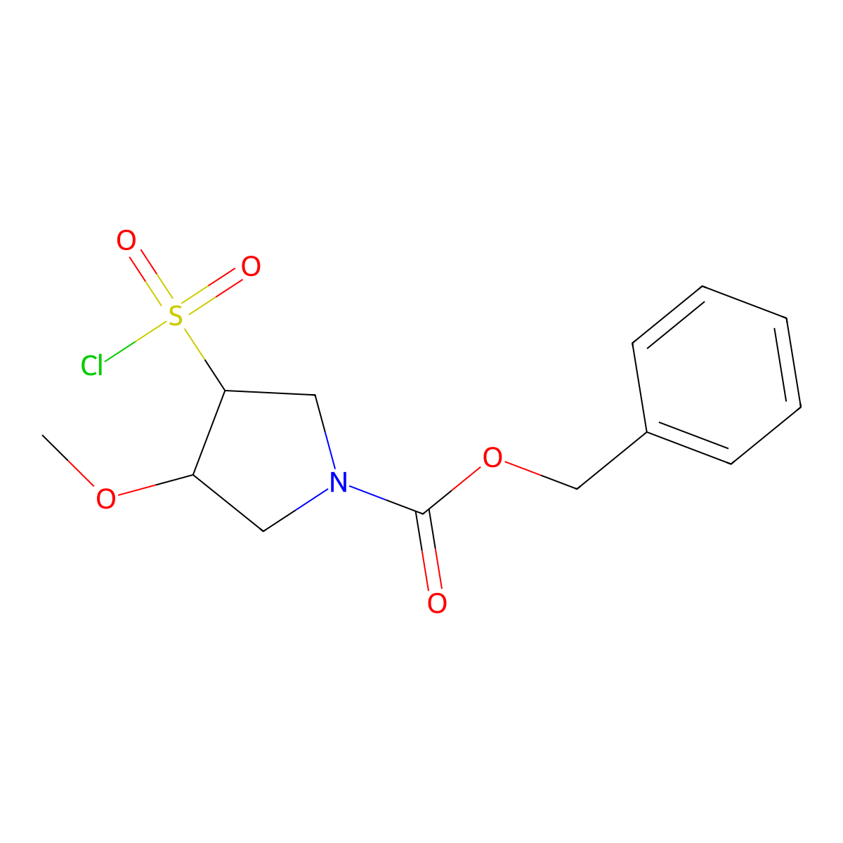 Benzyl 3-(chlorosulfonyl)-4-methoxypyrrolidine-1-carboxylate molecular structure, CAS 1909317-07-2