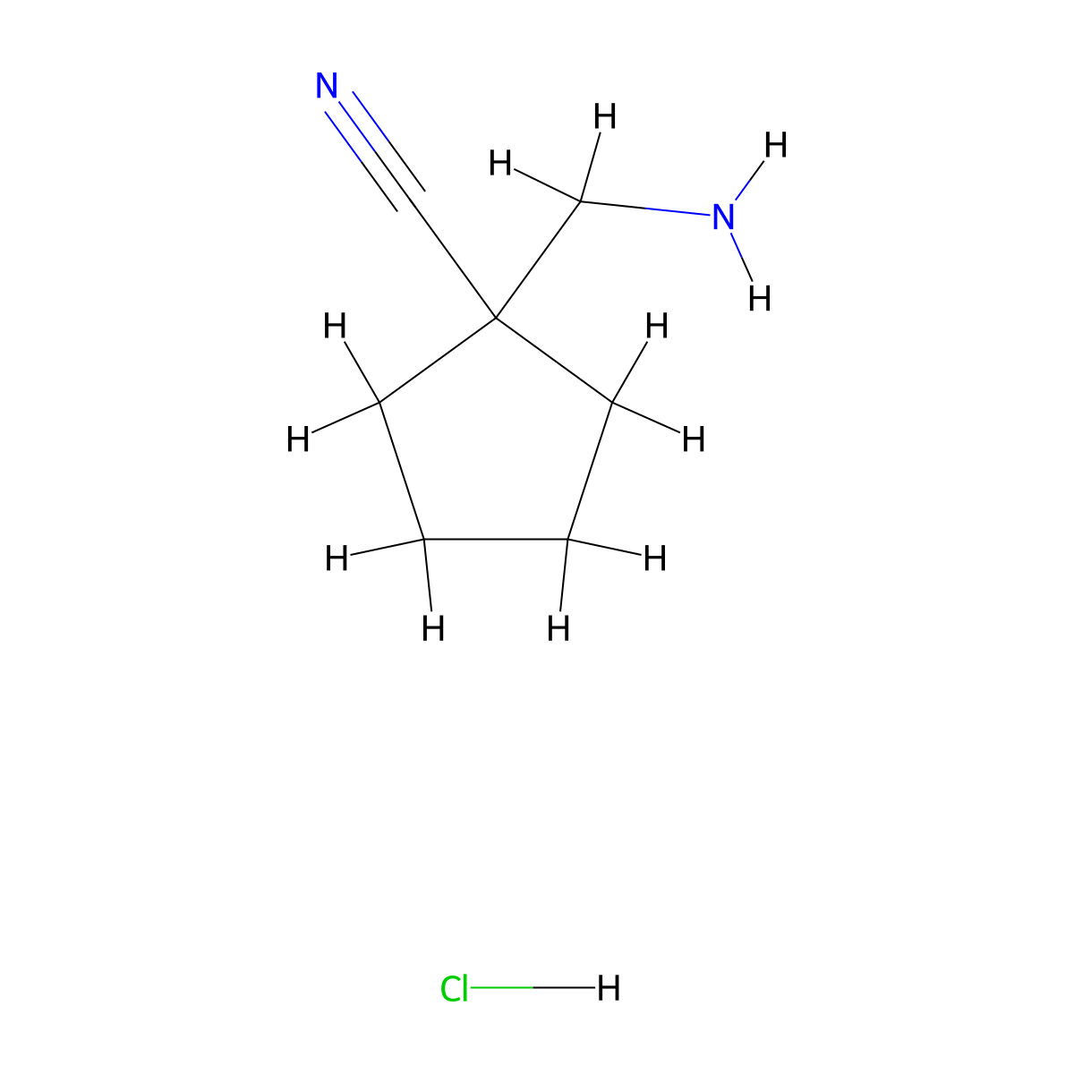 1-(Aminomethyl)cyclopentane-1-carbonitrile hydrochloride molecular structure, CAS 1909317-09-4