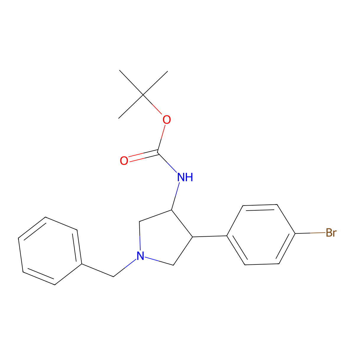 tert-Butyl N-[1-benzyl-4-(4-bromophenyl)pyrrolidin-3-yl]carbamate molecular structure, CAS 1909317-18-5