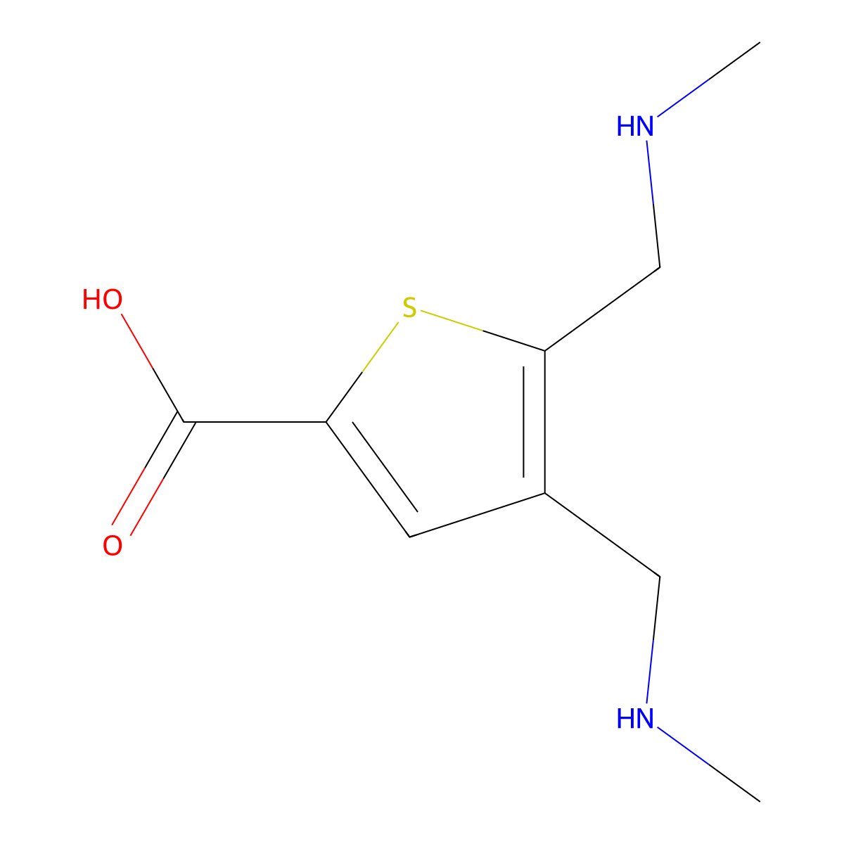 4,5-Bis[(methylamino)methyl]thiophene-2-carboxylic acid molecular structure, CAS 1909317-19-6