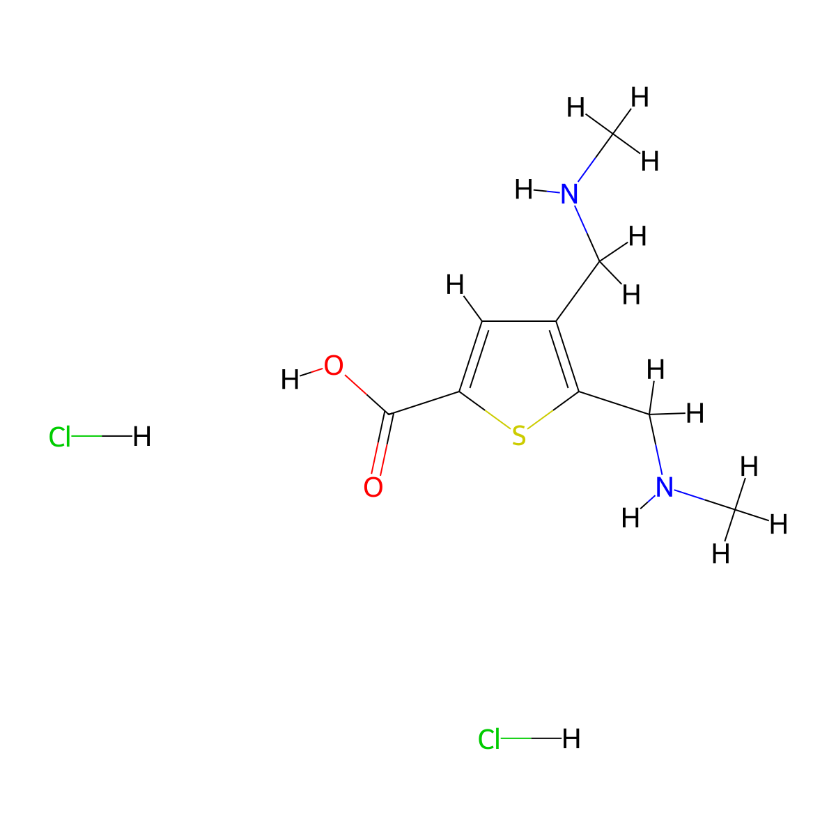 4,5-Bis[(methylamino)methyl]thiophene-2-carboxylic acid dihydrochloride molecular structure, CAS 1909317-20-9