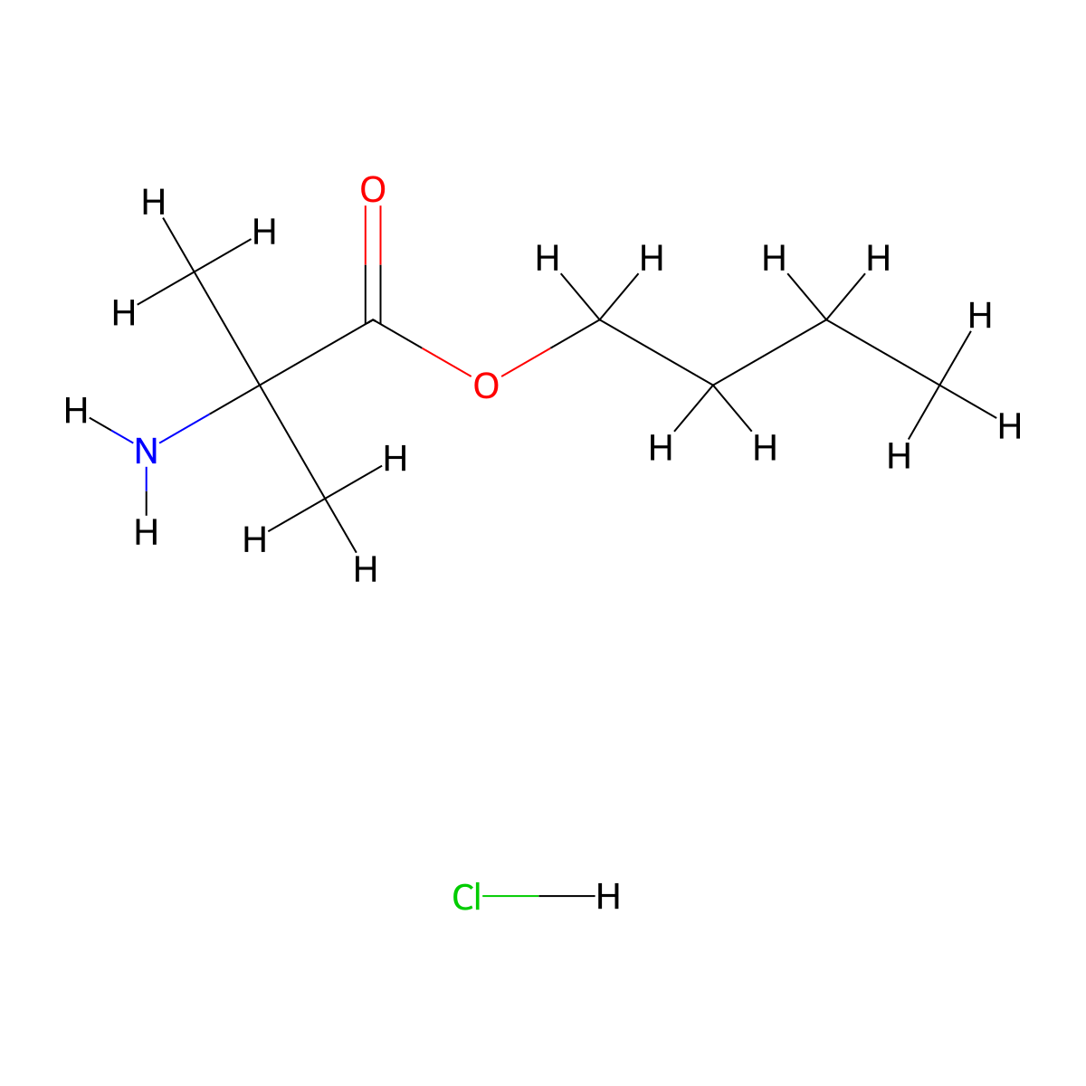 Butyl 2-amino-2-methylpropanoate hydrochloride molecular structure, CAS 1909317-21-0