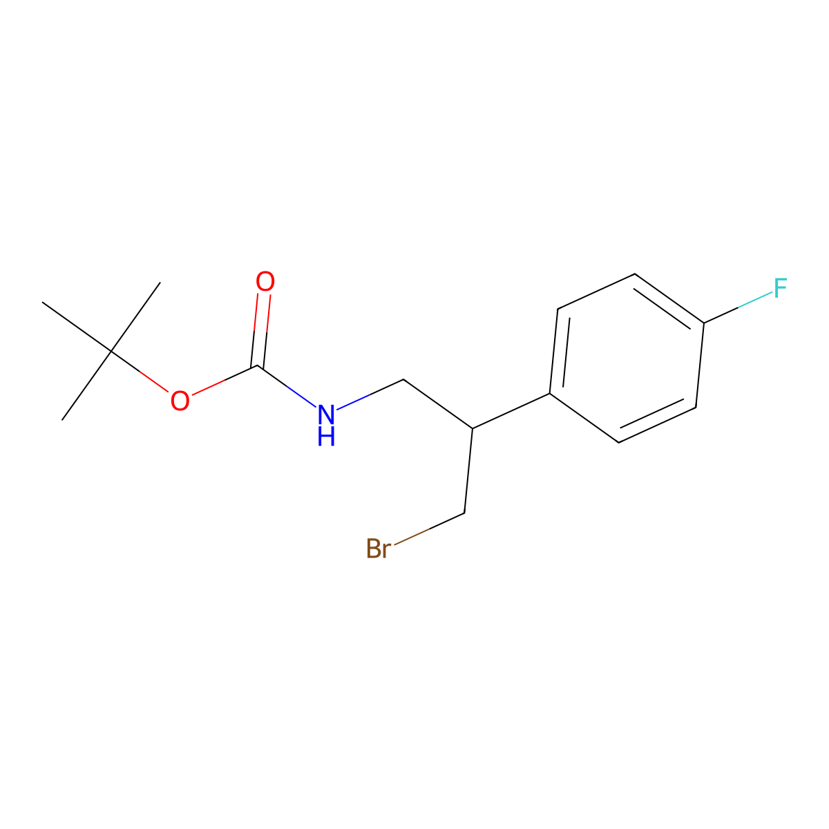 tert-butyl N-[3-bromo-2-(4-fluorophenyl)propyl]carbamate molecular structure, CAS 1909317-22-1