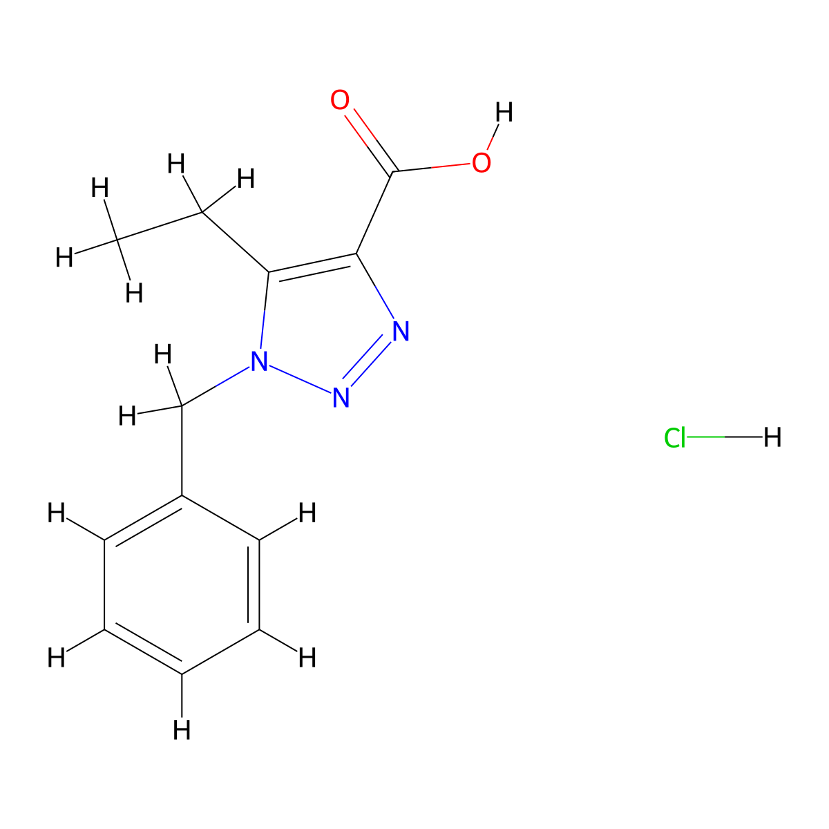 1-benzyl-5-ethyl-1H-1,2,3-triazole-4-carboxylic acid hydrochloride molecular structure, CAS 1909317-23-2