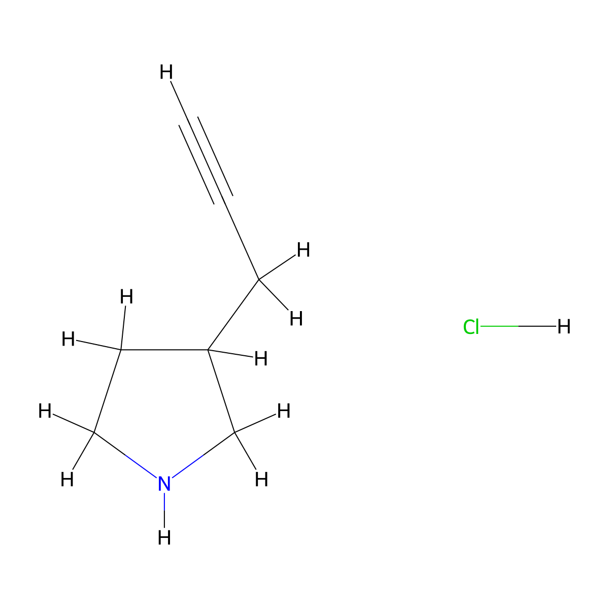 3-(Prop-2-yn-1-yl)pyrrolidine hydrochloride molecular structure, CAS 1909317-25-4