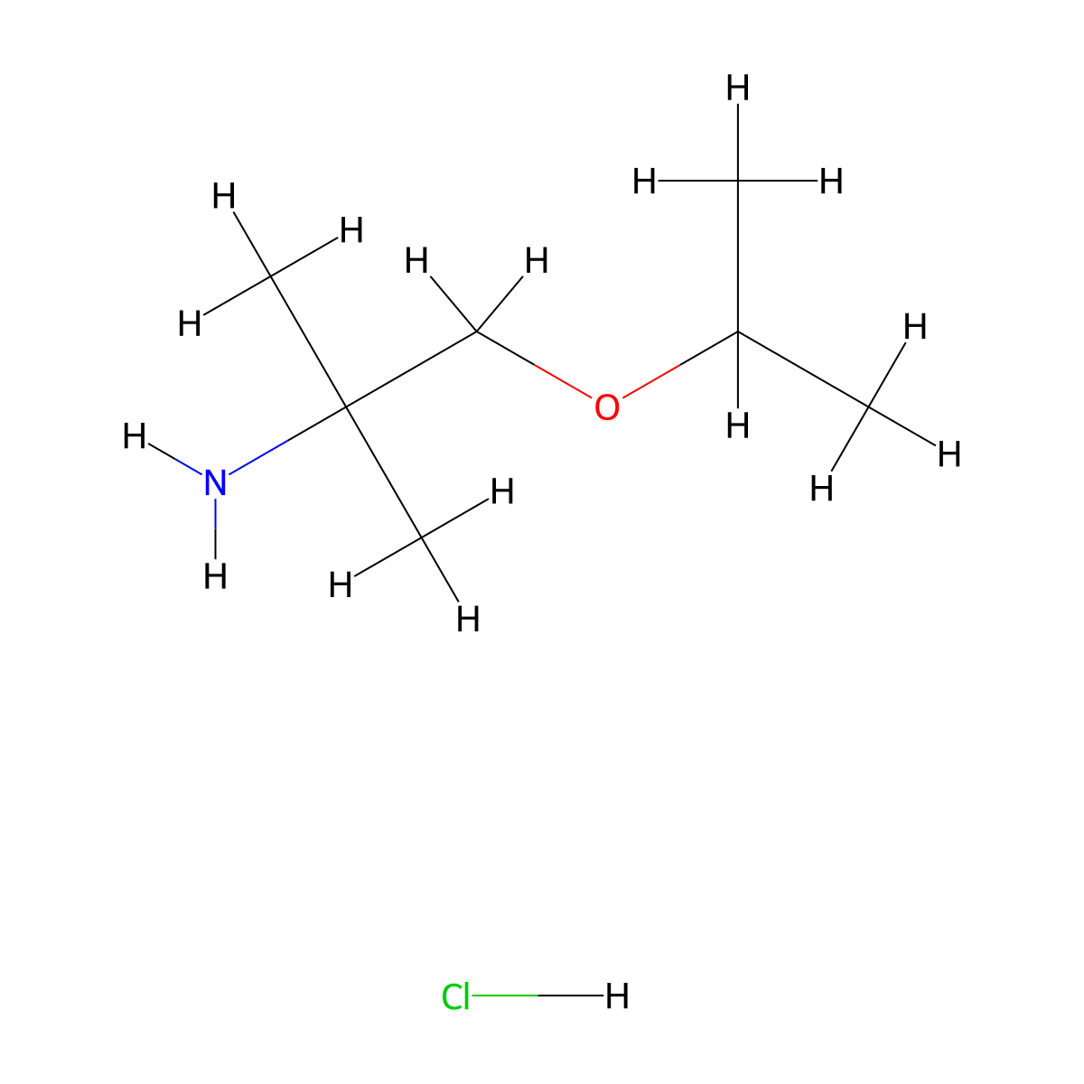 2-Methyl-1-(propan-2-yloxy)propan-2-amine hydrochloride molecular structure, CAS 1909317-28-7