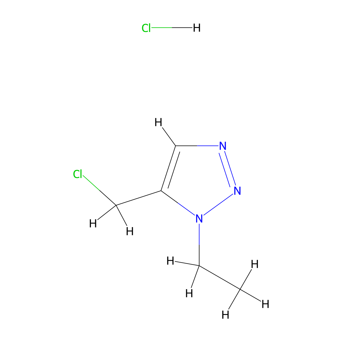 5-(chloromethyl)-1-ethyl-1H-1,2,3-triazole hydrochloride molecular structure, CAS 1909317-30-1