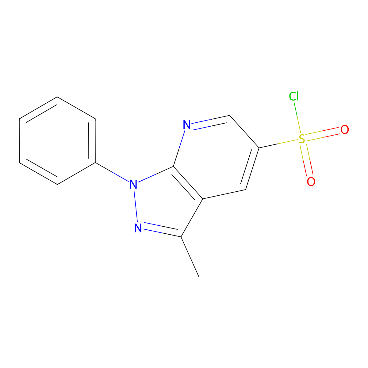 3-methyl-1-phenyl-1H-pyrazolo[3,4-b]pyridine-5-sulfonyl chloride molecular structure, CAS 1909317-31-2