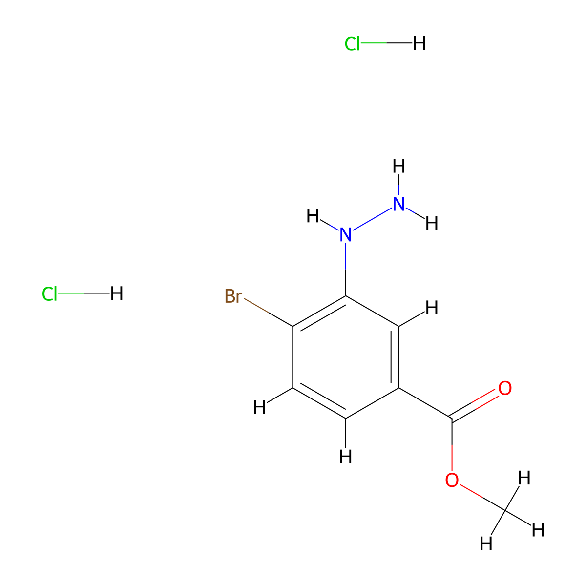 Methyl 4-bromo-3-hydrazinylbenzoate dihydrochloride molecular structure, CAS 1909317-33-4