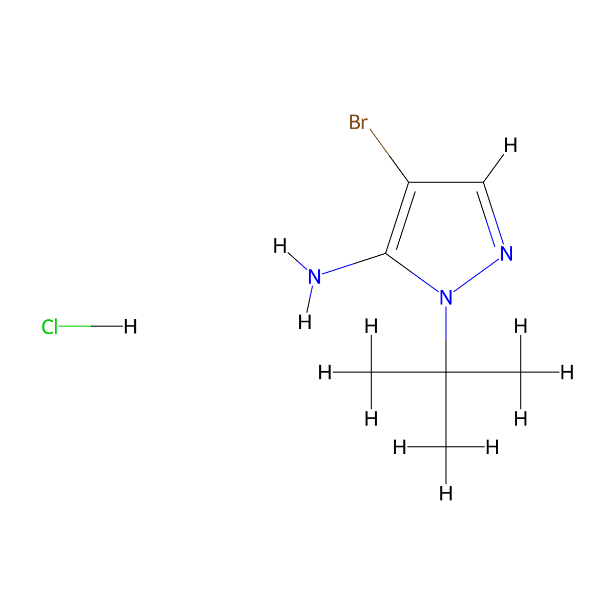 4-bromo-1-tert-butyl-1H-pyrazol-5-amine hydrochloride molecular structure, CAS 1909317-34-5
