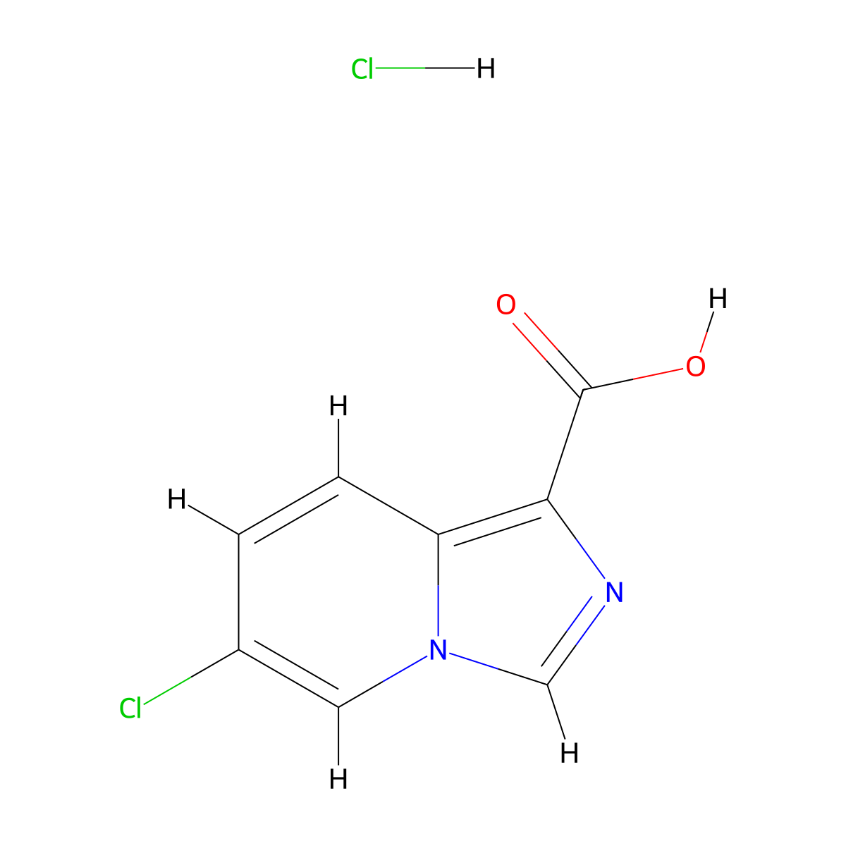 6-Chloroimidazo[1,5-a]pyridine-1-carboxylic acid hydrochloride molecular structure, CAS 1909317-38-9