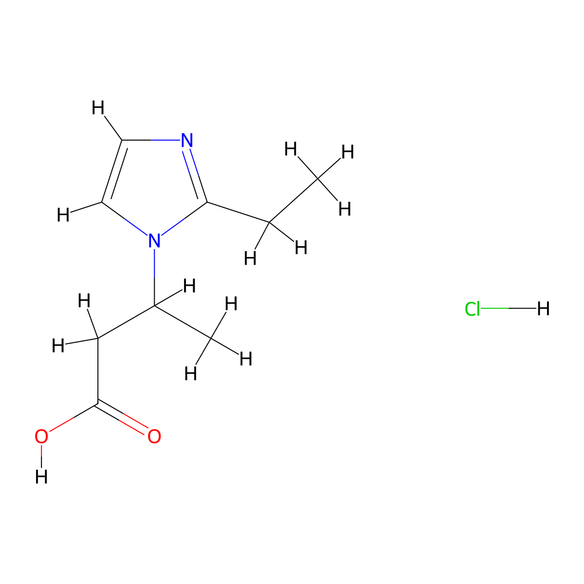 3-(2-ethyl-1H-imidazol-1-yl)butanoic acid hydrochloride molecular structure, CAS 1909317-44-7