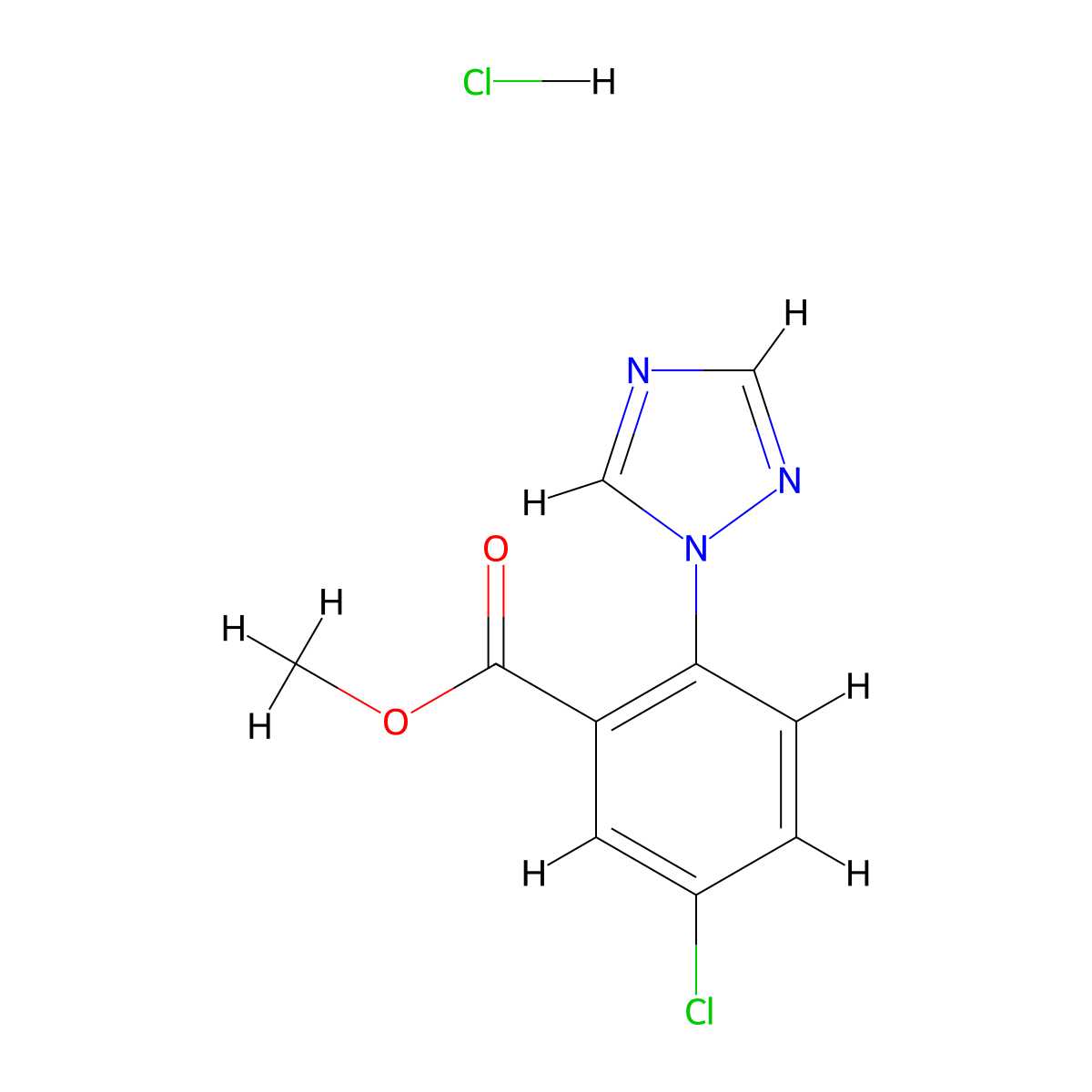 methyl 5-chloro-2-(1H-1,2,4-triazol-1-yl)benzoate hydrochloride molecular structure, CAS 1909317-47-0