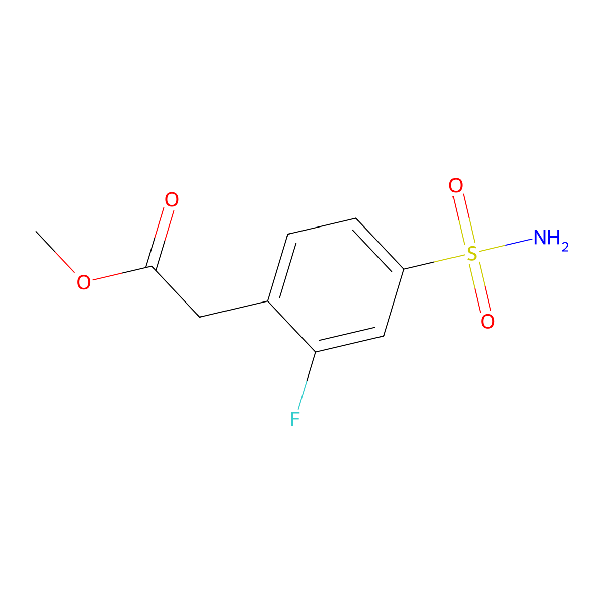 Methyl 2-(2-fluoro-4-sulfamoylphenyl)acetate molecular structure, CAS 1909317-48-1
