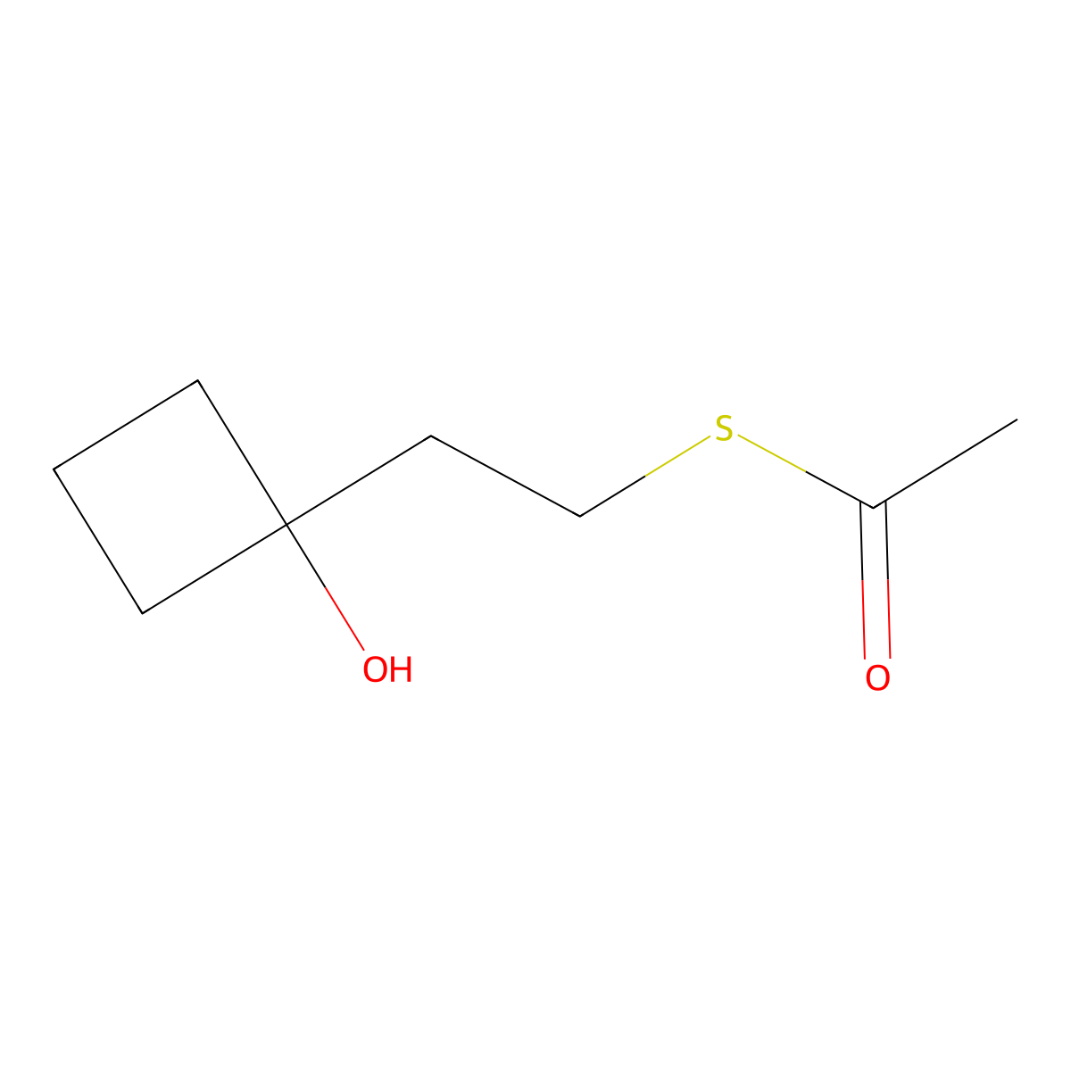 1-{[2-(1-Hydroxycyclobutyl)ethyl]sulfanyl}ethan-1-one molecular structure, CAS 1909317-52-7