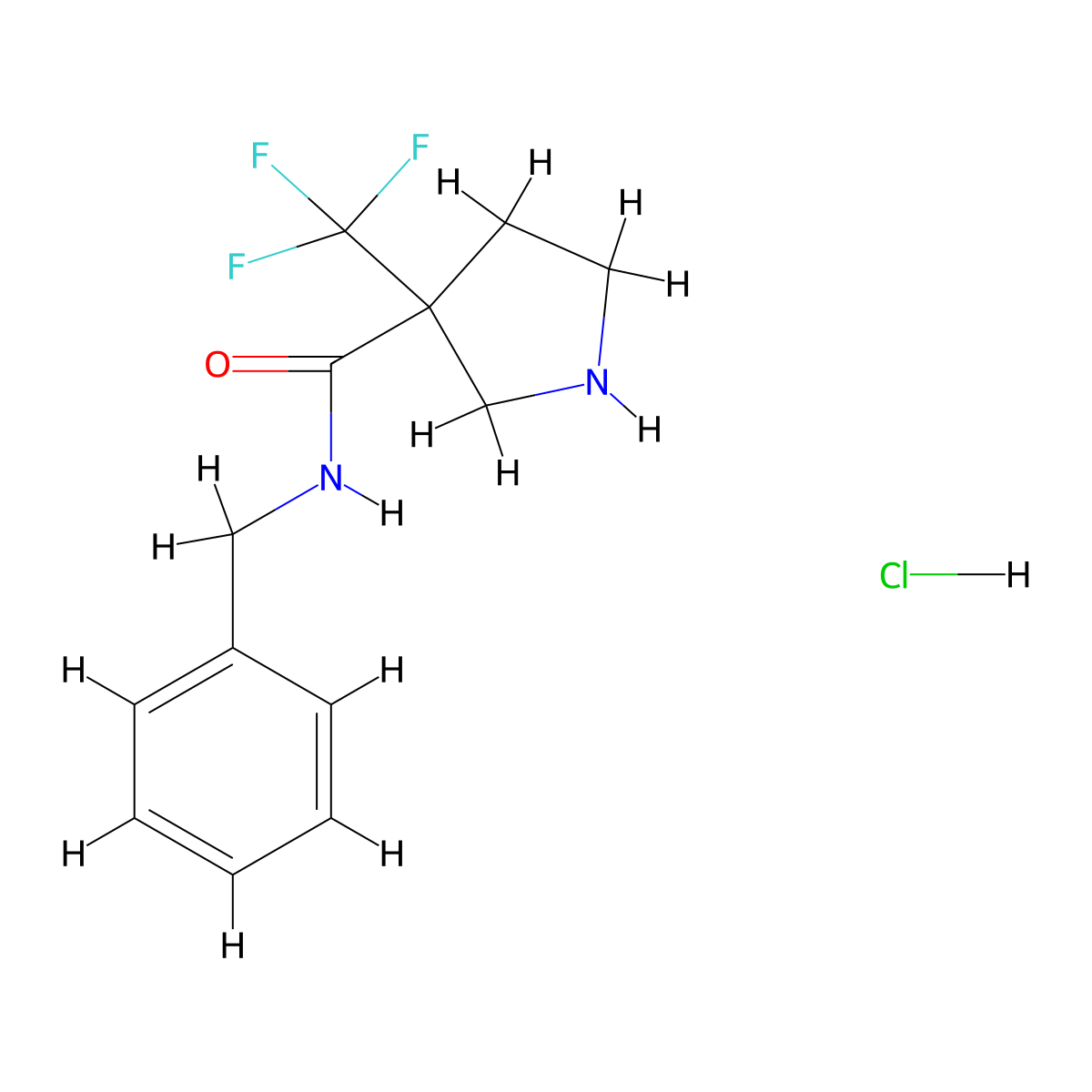 N-benzyl-3-(trifluoromethyl)pyrrolidine-3-carboxamide hydrochloride molecular structure, CAS 1909318-58-6