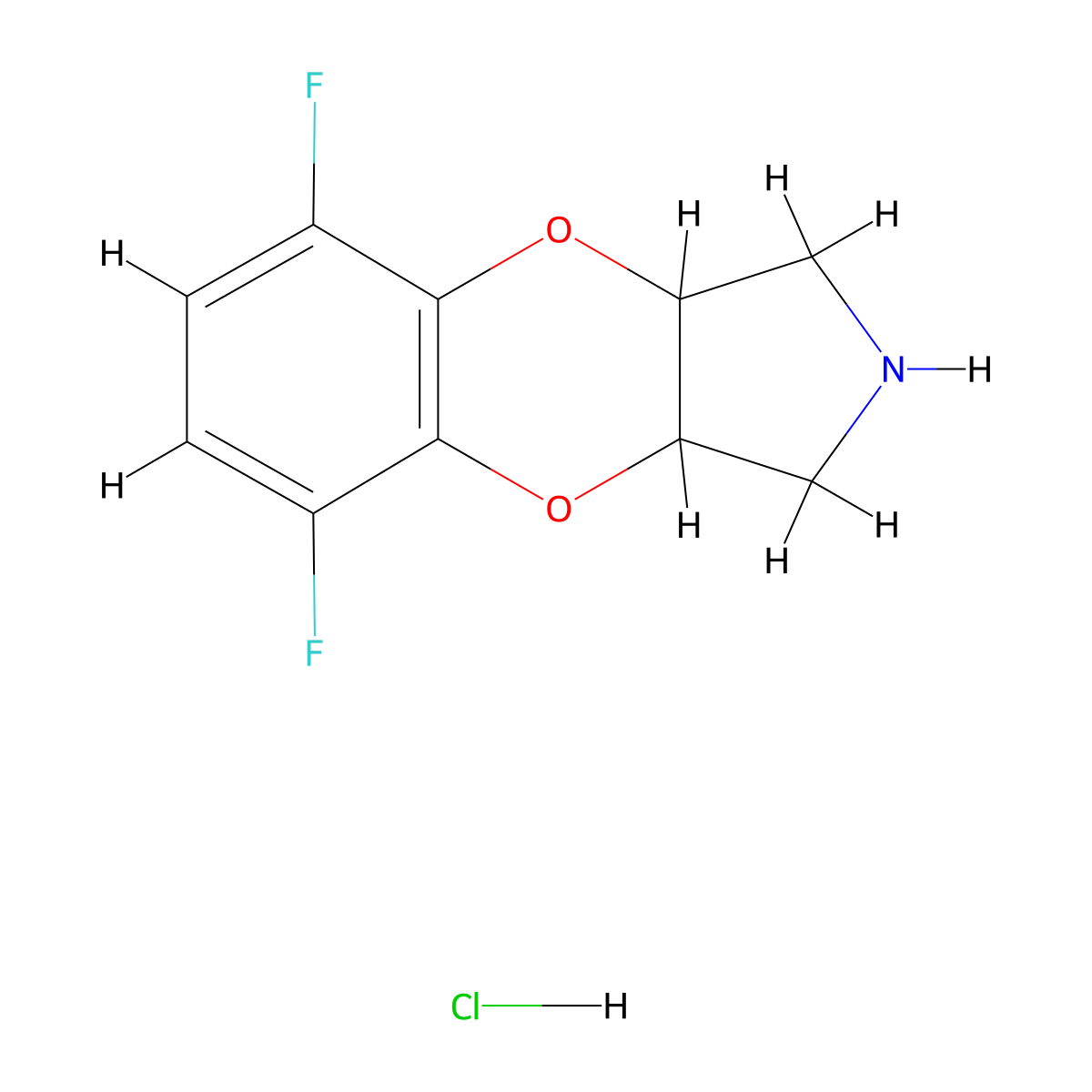 10,13-Difluoro-2,8-dioxa-5-azatricyclo[7.4.0.0,3,7]trideca-1(9),10,12-triene hydrochloride molecular structure, CAS 1909318-59-7