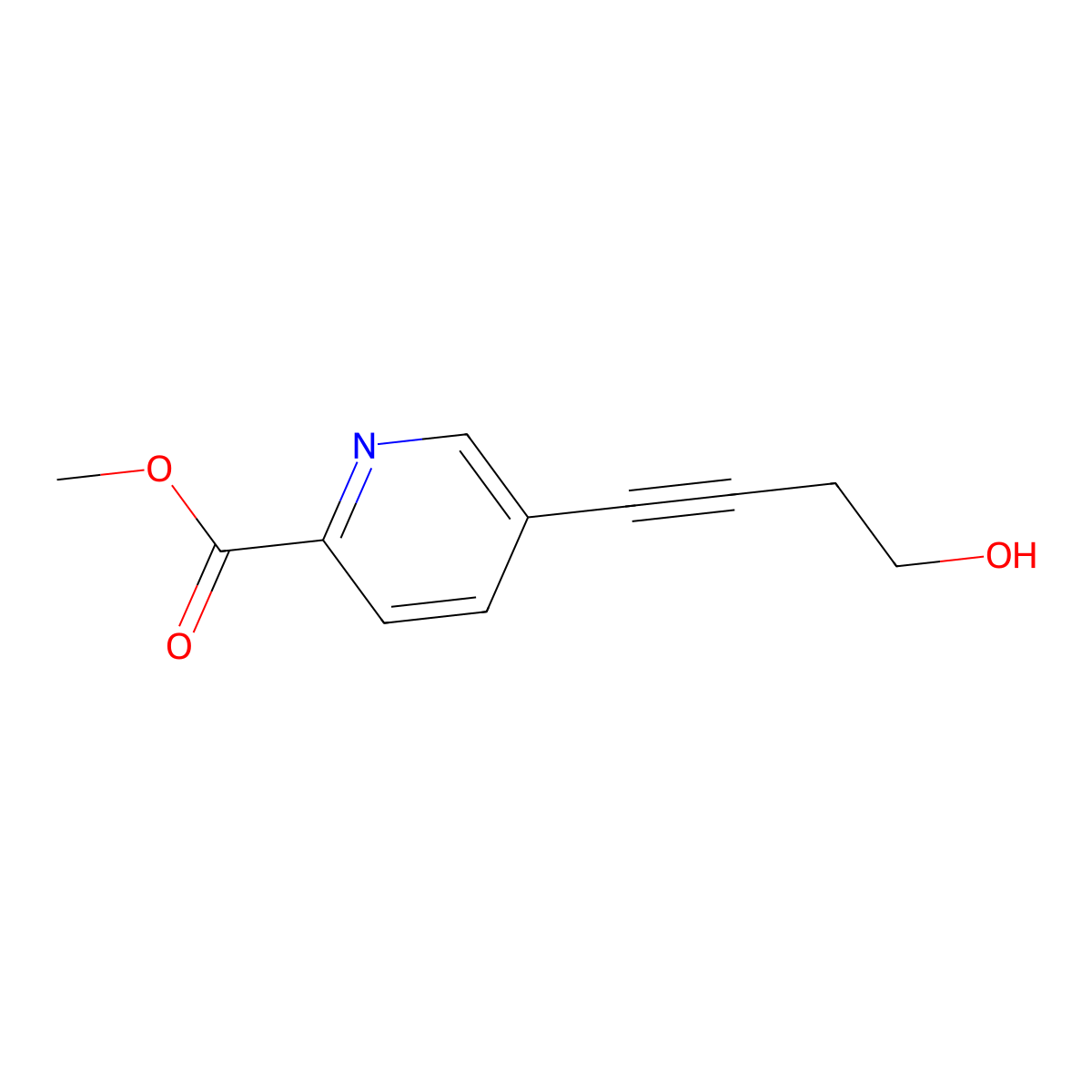 Methyl 5-(4-hydroxybut-1-yn-1-yl)pyridine-2-carboxylate molecular structure, CAS 1909318-62-2