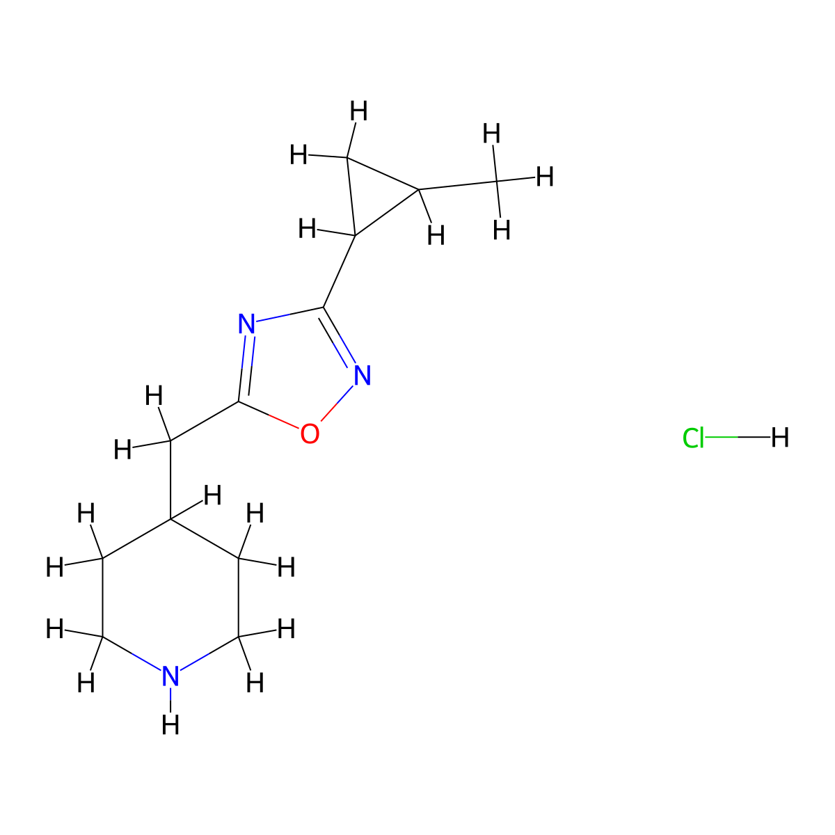 4-{[3-(2-Methylcyclopropyl)-1,2,4-oxadiazol-5-yl]methyl}piperidine hydrochloride molecular structure, CAS 1909318-66-6