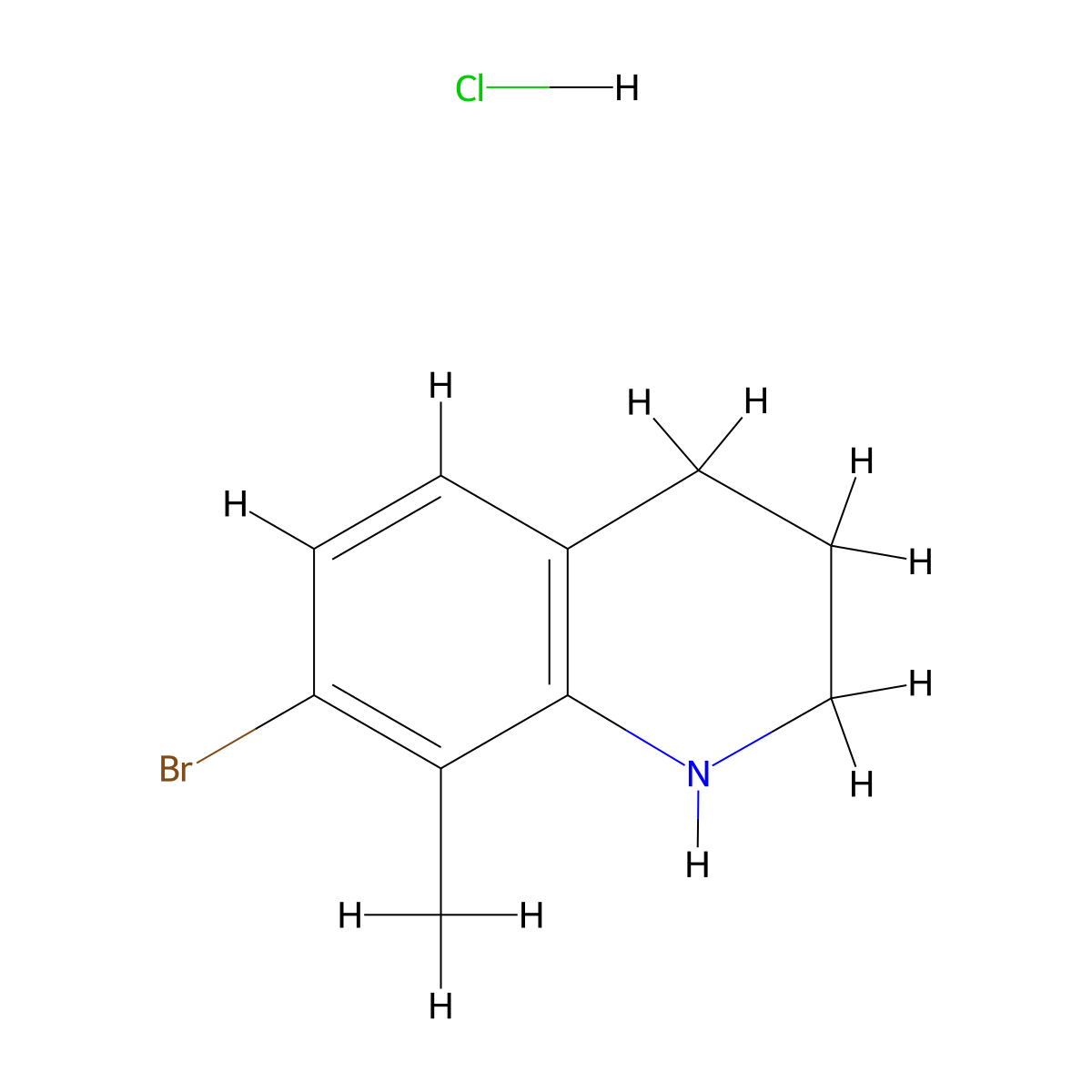 7-Bromo-8-methyl-1,2,3,4-tetrahydroquinoline hydrochloride molecular structure, CAS 1909318-84-8