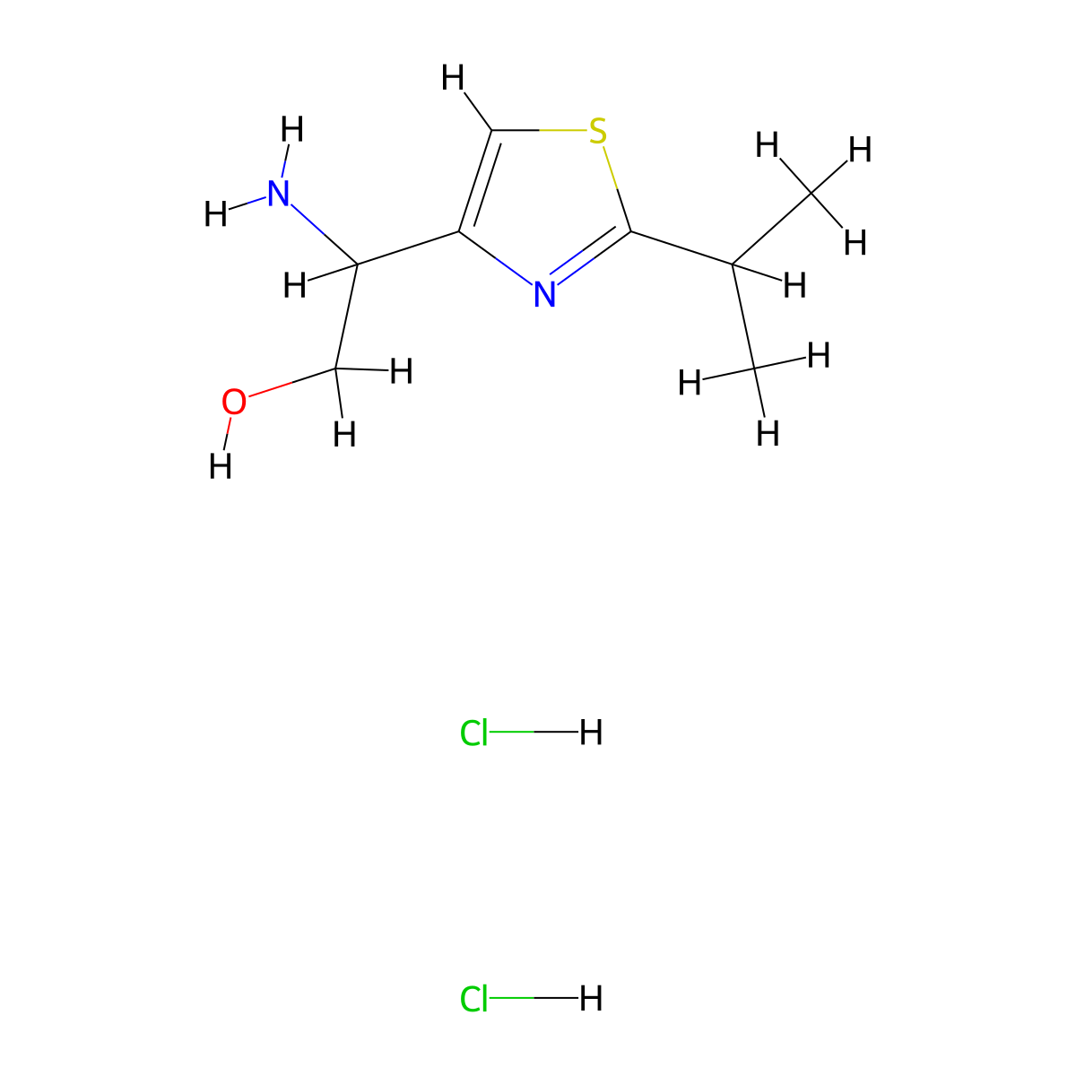 2-Amino-2-[2-(propan-2-yl)-1,3-thiazol-4-yl]ethan-1-ol dihydrochloride molecular structure, CAS 1909318-86-0