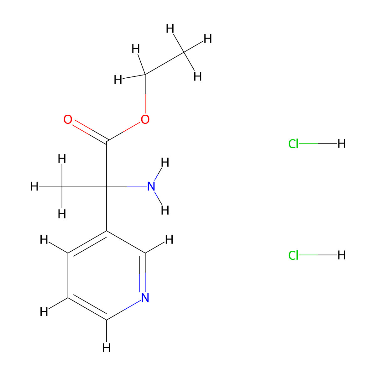 Ethyl 2-amino-2-(pyridin-3-yl)propanoate dihydrochloride molecular structure, CAS 1909318-89-3