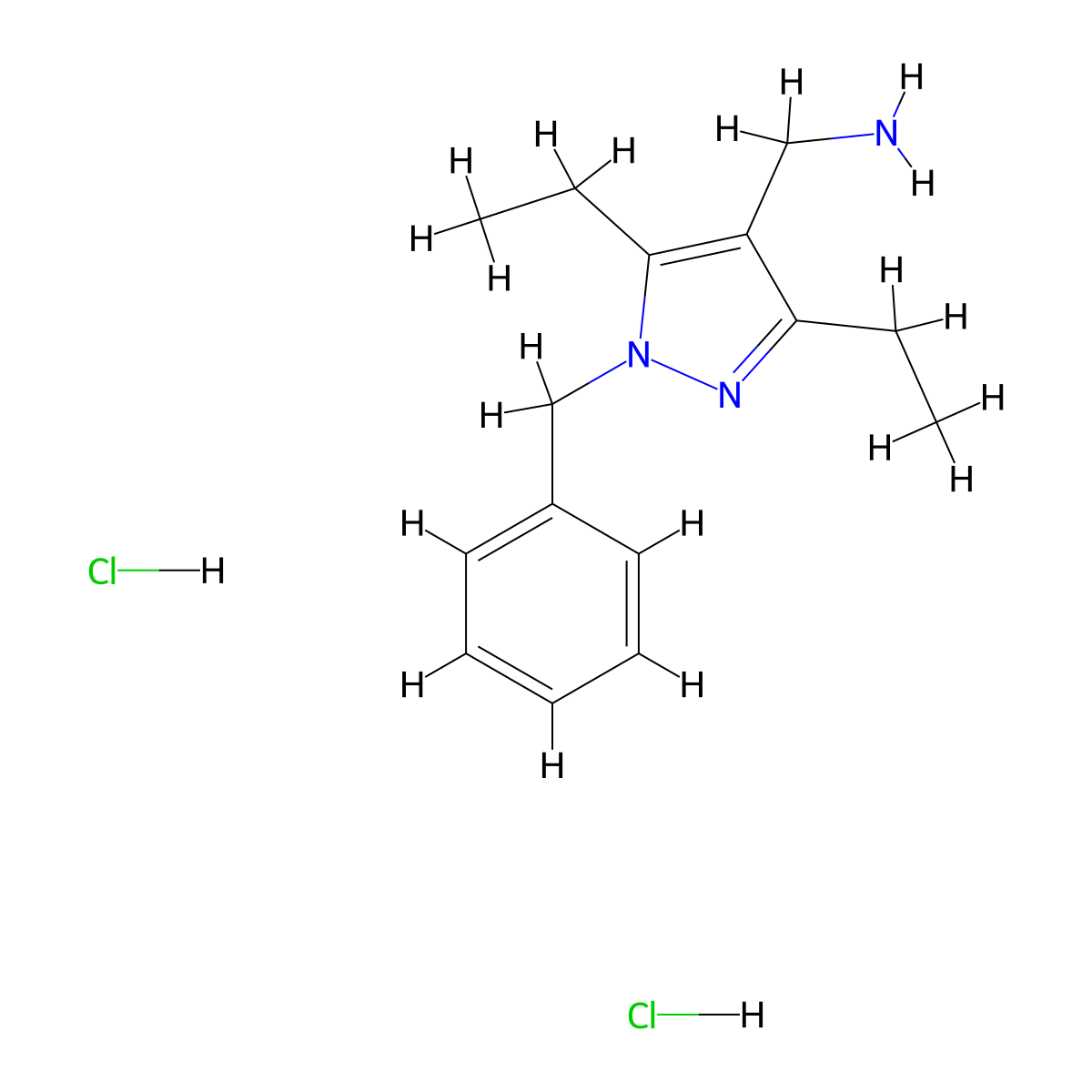 (1-benzyl-3,5-diethyl-1H-pyrazol-4-yl)methanamine dihydrochloride molecular structure, CAS 1909318-99-5