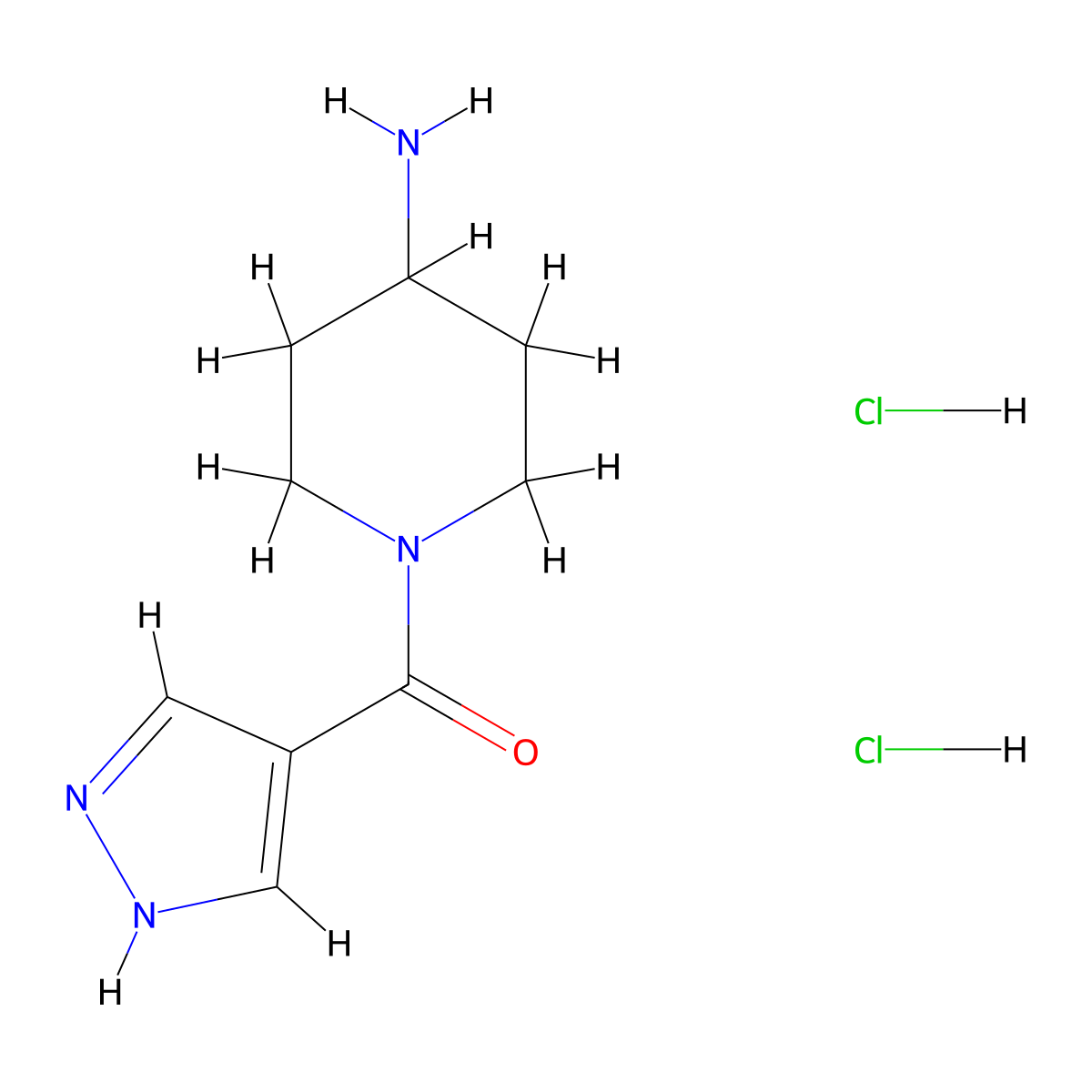 1-(1H-pyrazole-4-carbonyl)piperidin-4-amine dihydrochloride molecular structure, CAS 1909319-02-3